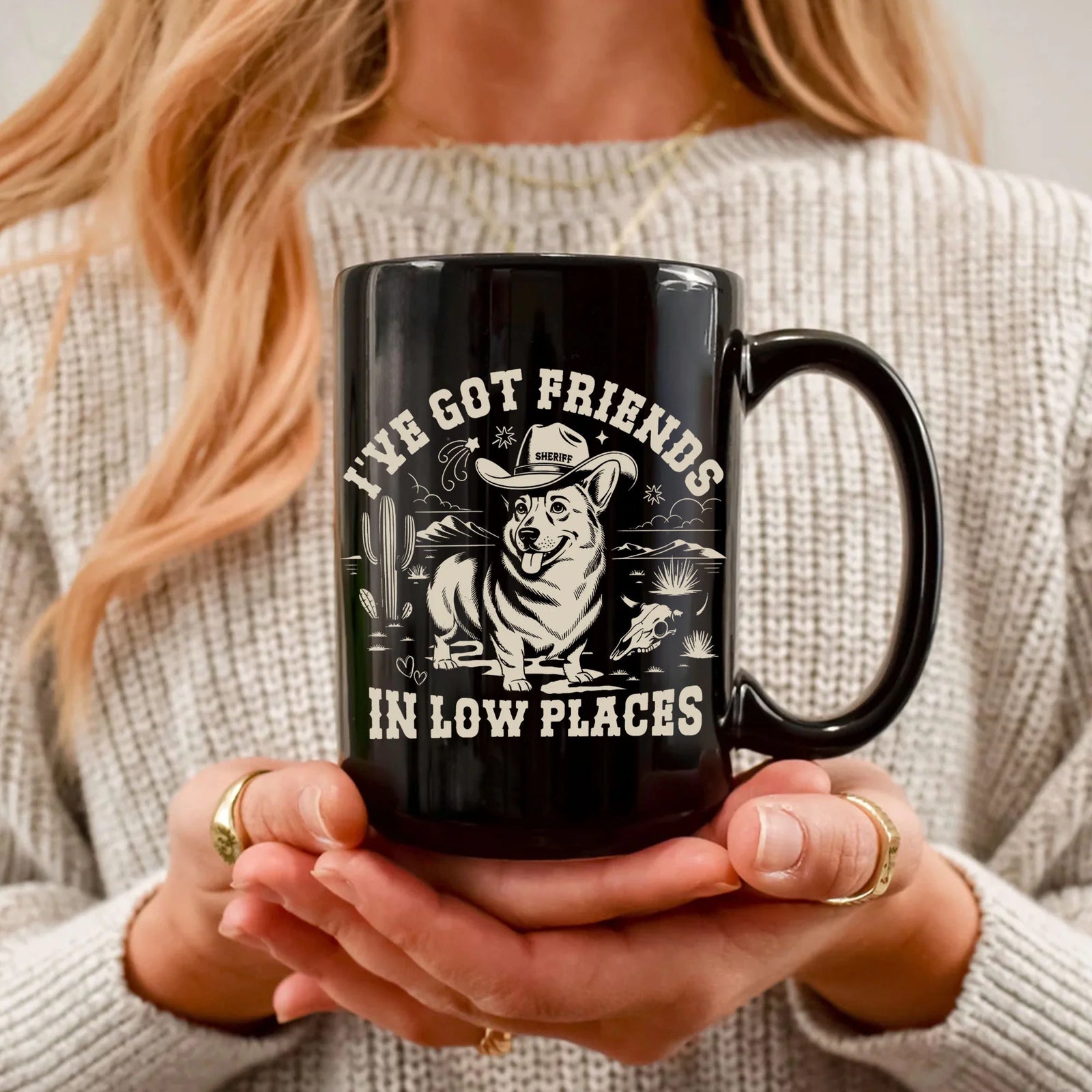 Custom Corgi Mug, Funny Personalized Corgi Gift, Vintage Western Pembroke Welsh Coffee Cup, Corgeek Mug, Friends In Low Places Mug