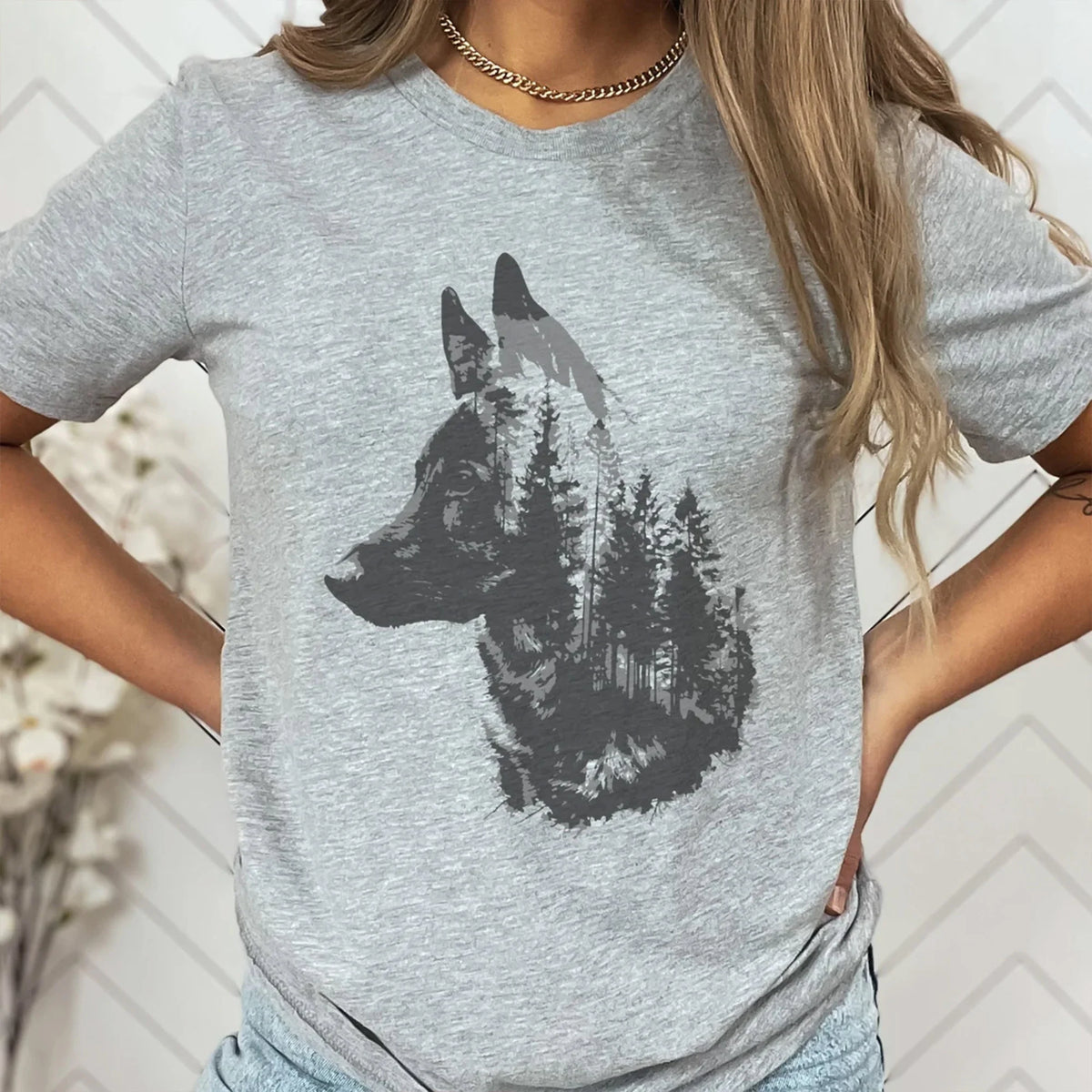 German Shepherd Shirt Forest Trees GSD Dog Gift Alsatian Forest T-Shirt Shepherd Mom Tee German Shepherd Face Shepherd Head