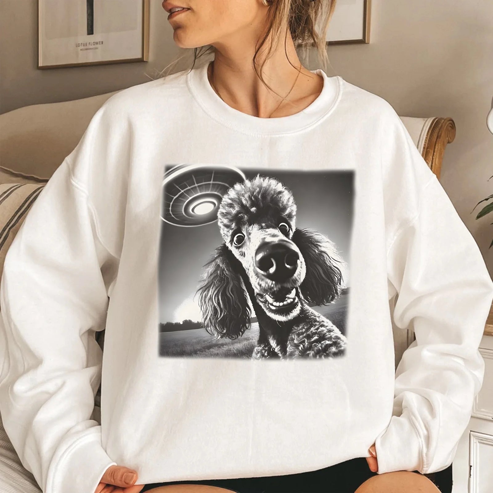 Poodle, Poodle Shirt, UFO Sweatshirt, Funny TShirt, Funny Dog Shirt, Vintage Dog Shirt, UFO Poodle, Dog Mom Dog Dad, Alien Shirt, Poodle Mom