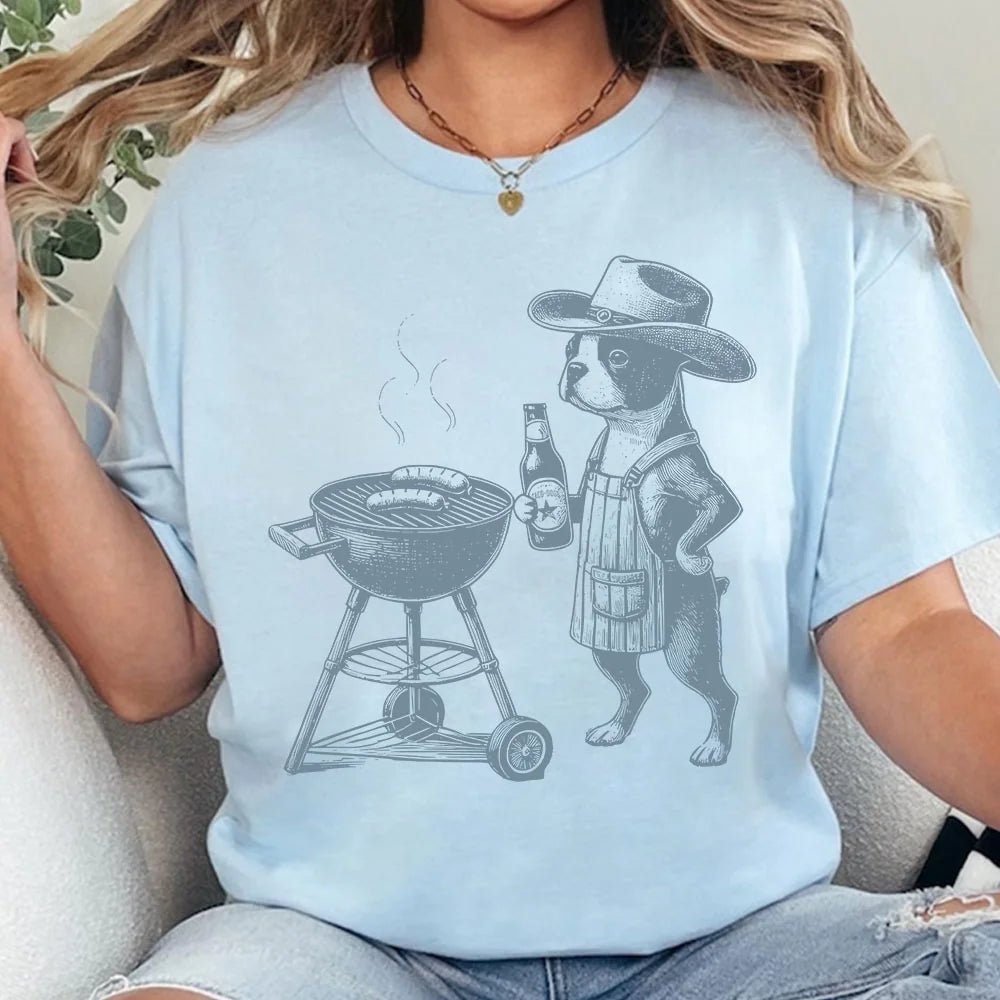Boston Terrier, Boston Terrier Shirt, BBQ Tshirt, Grilling Gifts, Vintage Dog T-Shirt, Funny Dog Shirt, Boston Mom, Boston Dad, Boston Gift