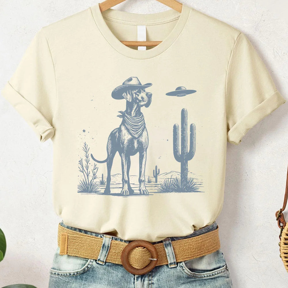 Great Dane Shirt, Vintage Dog T-Shirt, UFO Western Shirt, Stetson Cowboy Dog, Wild West, Dog Gifts, Dog Mom, Dog Dad, Dane Dad, Dane Mom