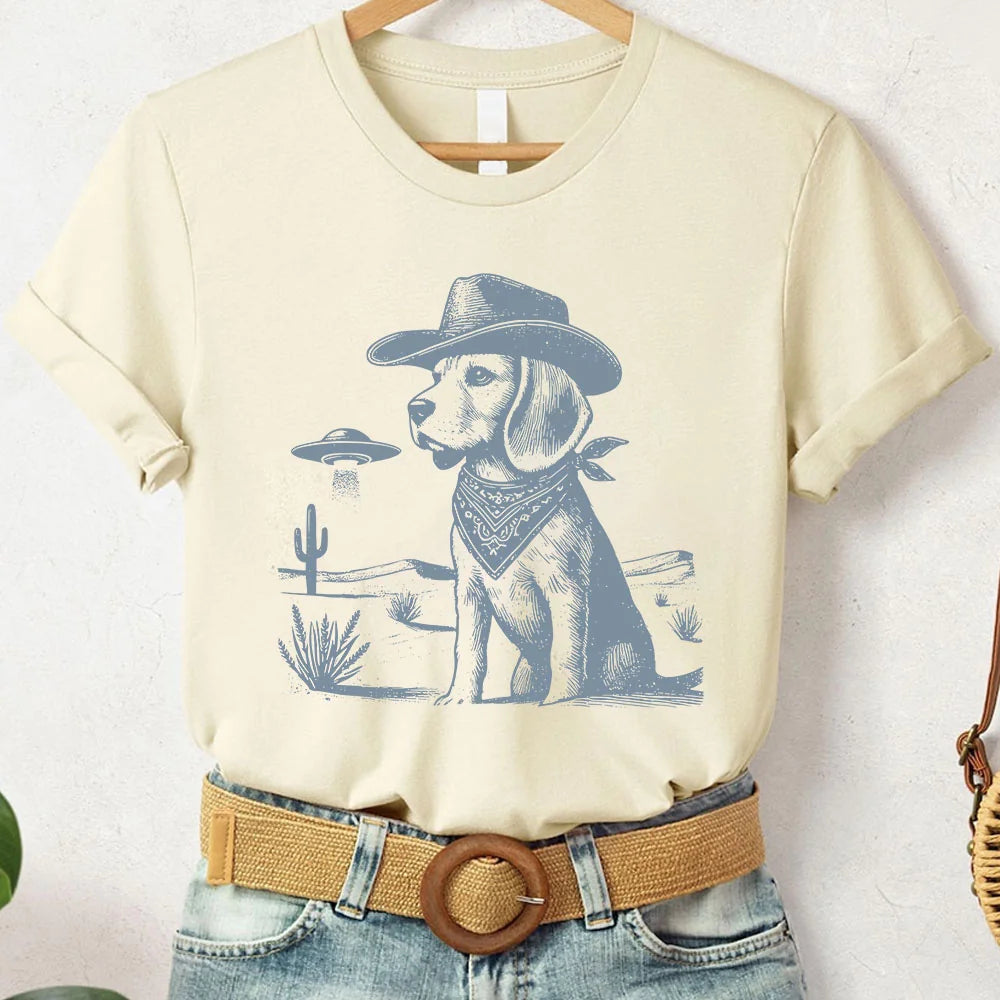 Beagle, Funny Dog Shirt, Vintage Dog Shirt, UFO Western Shirt, Retro T-Shirt, Cowboy TShirt, Dog Mom Shirt, Beagle Mom, Beagle Dad
