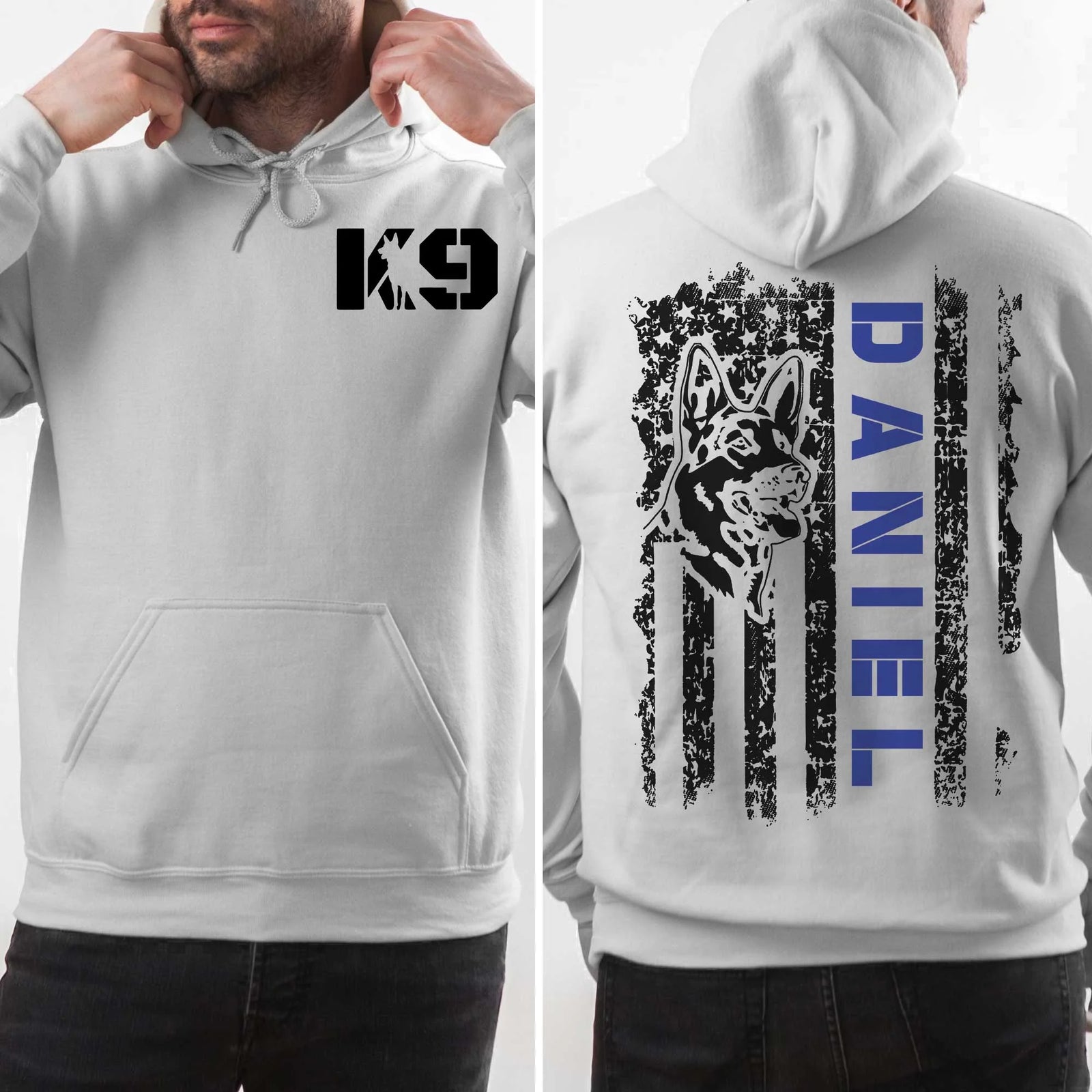 Police k9 Hoodie, Personalized Police Thin Blue Line Hoodie