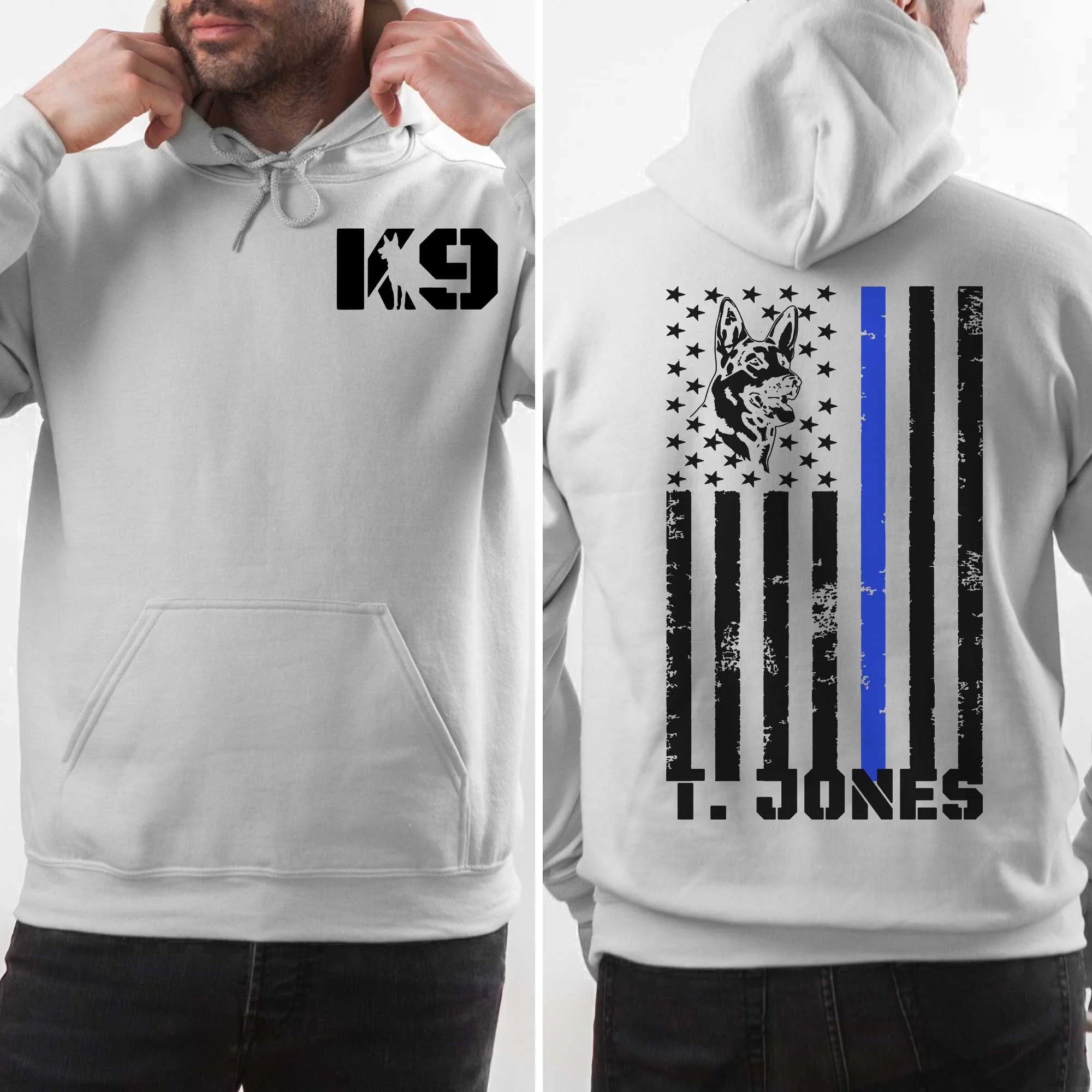 Police k9 Hoodie, Personalized Police Thin Blue Line Hoodie, K9 Hoodie