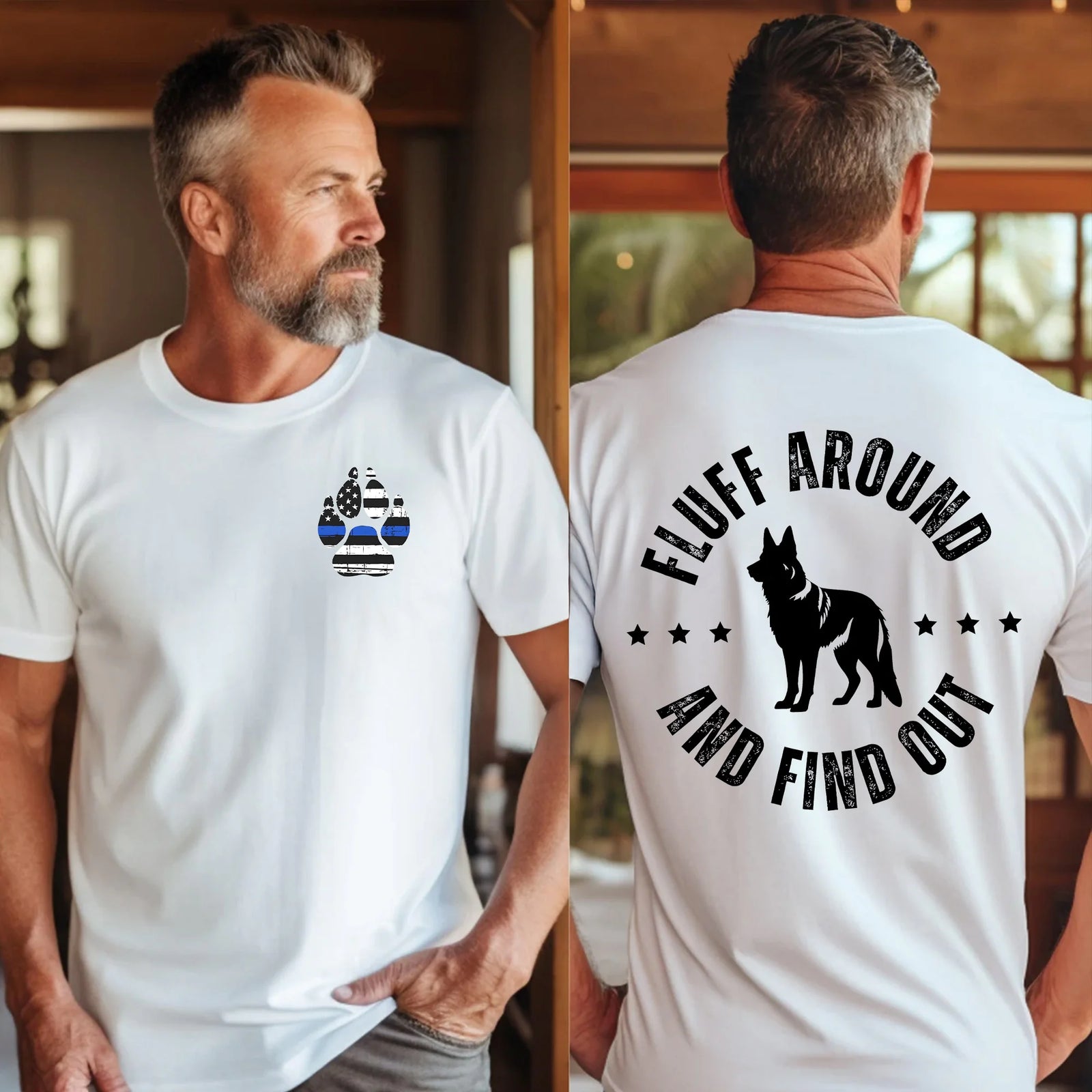 Fluff Around and Find Out Thin Blue Line, FAFO T-shirt, GSD Shirt, Thin Blue Line Tee, Police K9 Tshirt, German Shepherd Shirt, Back the Blue