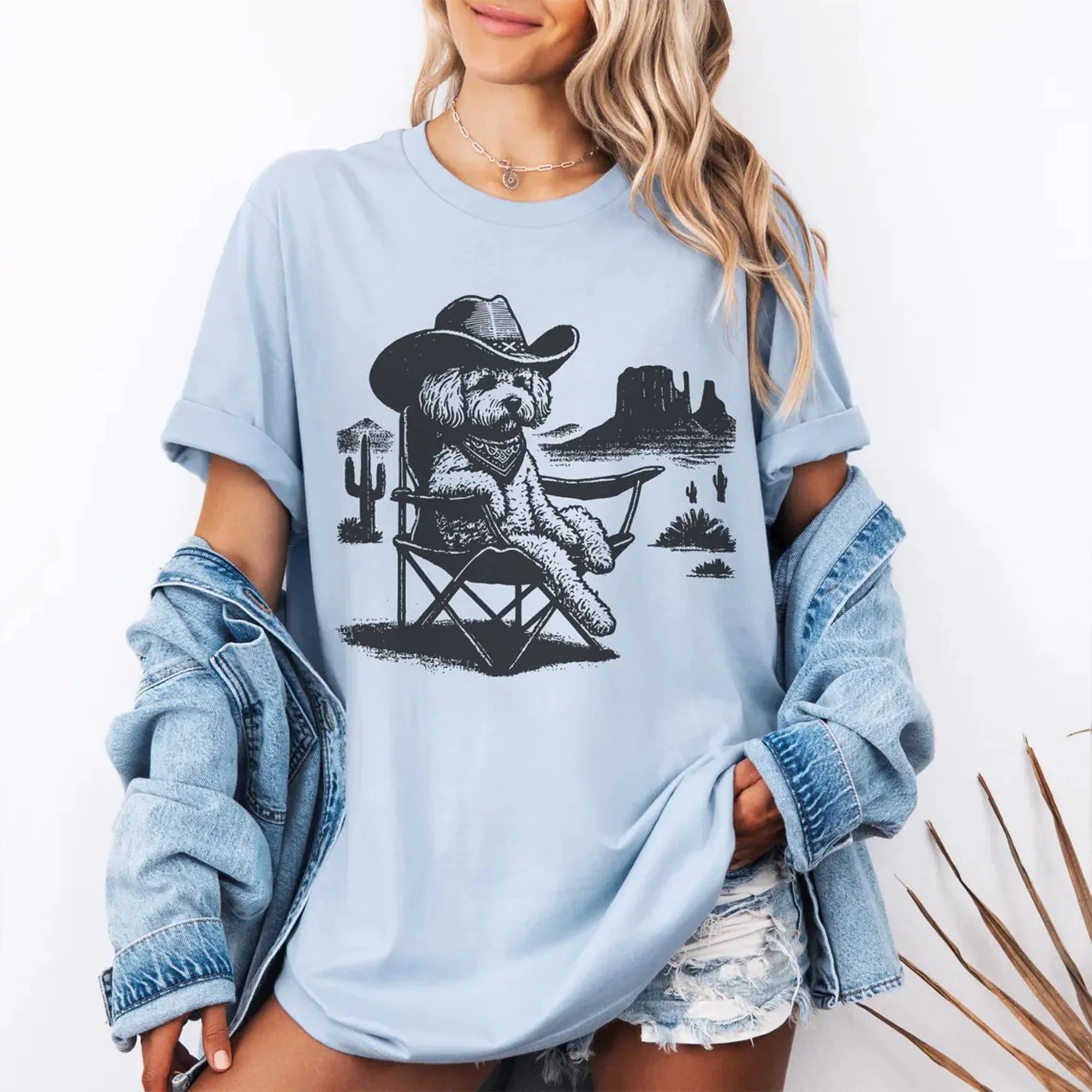 Vintage UFO Malti Poo Cowboy t-Shirt – Retro Maltipoo Tee, Maltipoo Mom Dad Gift, Wild West Country Dog