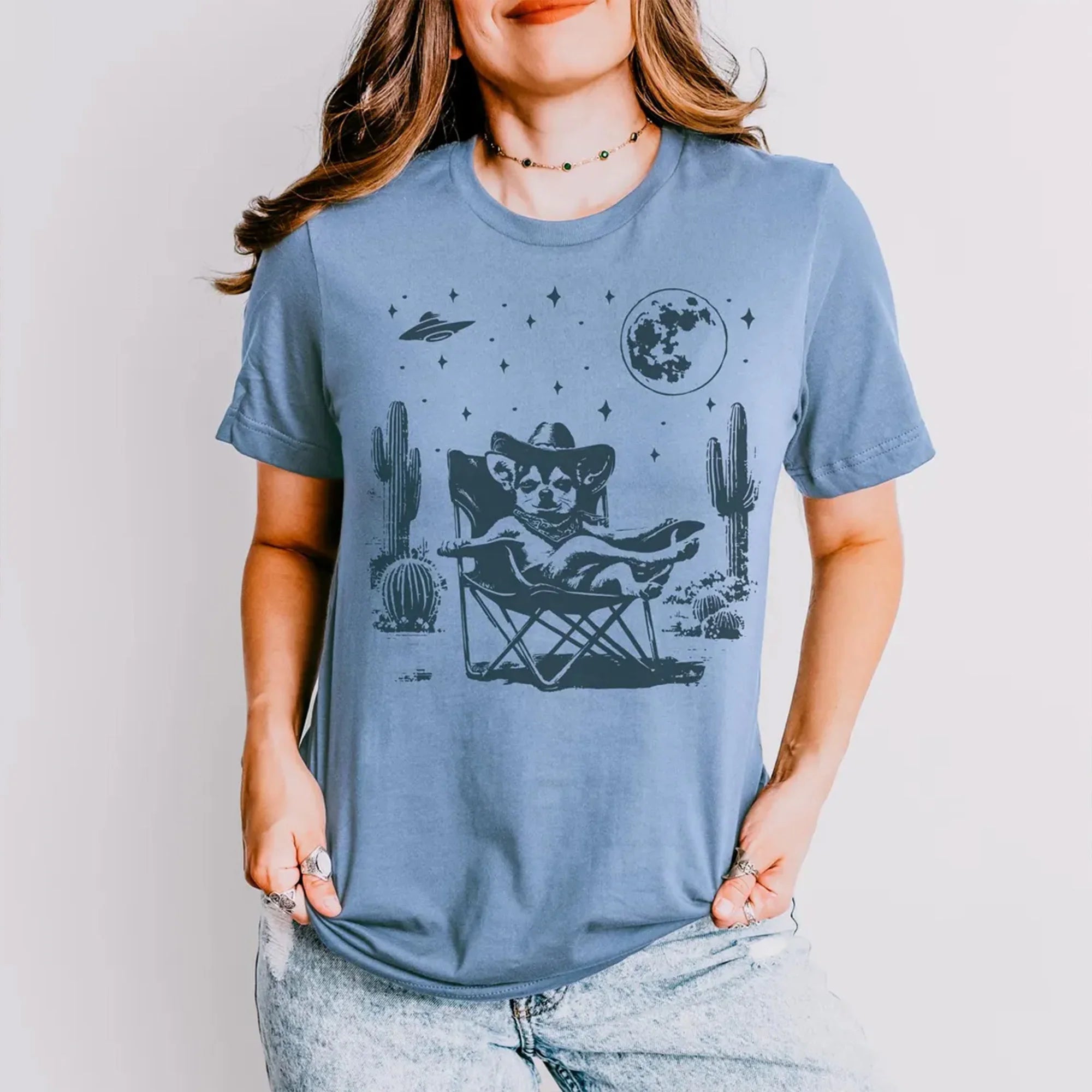 Chihuahua, Vintage Dog Shirt, Funny Dog Shirt, UFO Western Shirt, Retro T-Shirt, Cowboy TShirt, Dog Mom Shirt, Chihuahua Mom, Chihuahua Dad