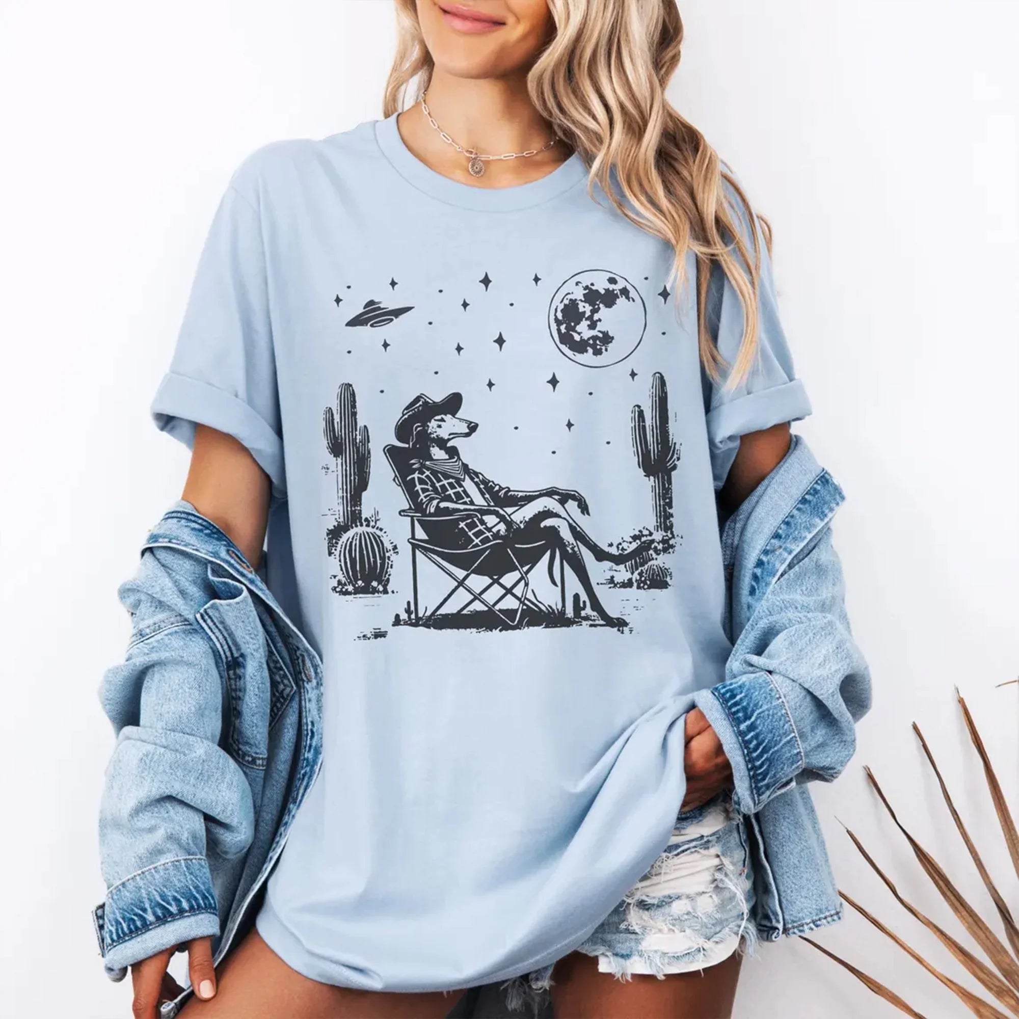 Greyhound Whippet Vintage Shirt UFO Western Shirt, Retro T-Shirt, Cowboy TShirt, Wild West, Dogful DogMom, Dogfulness Shirting Iggy
