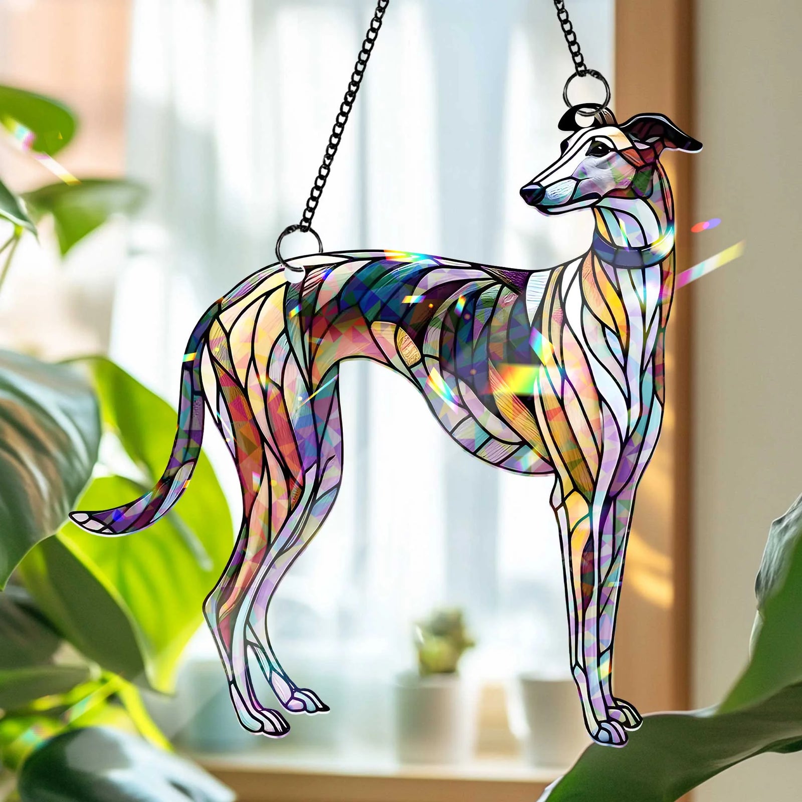 Greyhound  Glass Hologram Acrylic, dog Mom gift, NOT Suncatcher, greyhound dog, memorial gift, greyhound dog