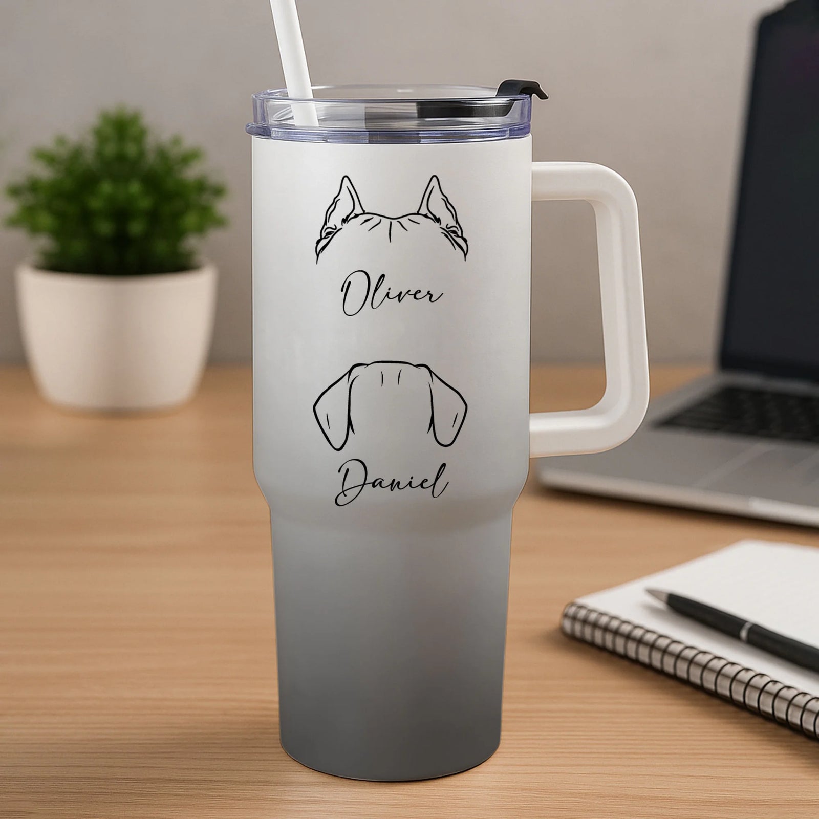 Personalized Dog Mom 40oz Tumbler, Custom Dog Ear Tumbler with Name Engraved, Dog Tumbler, Dog Lover Gifts, Dog Mom & Dad Gift, Dog Memorial copy