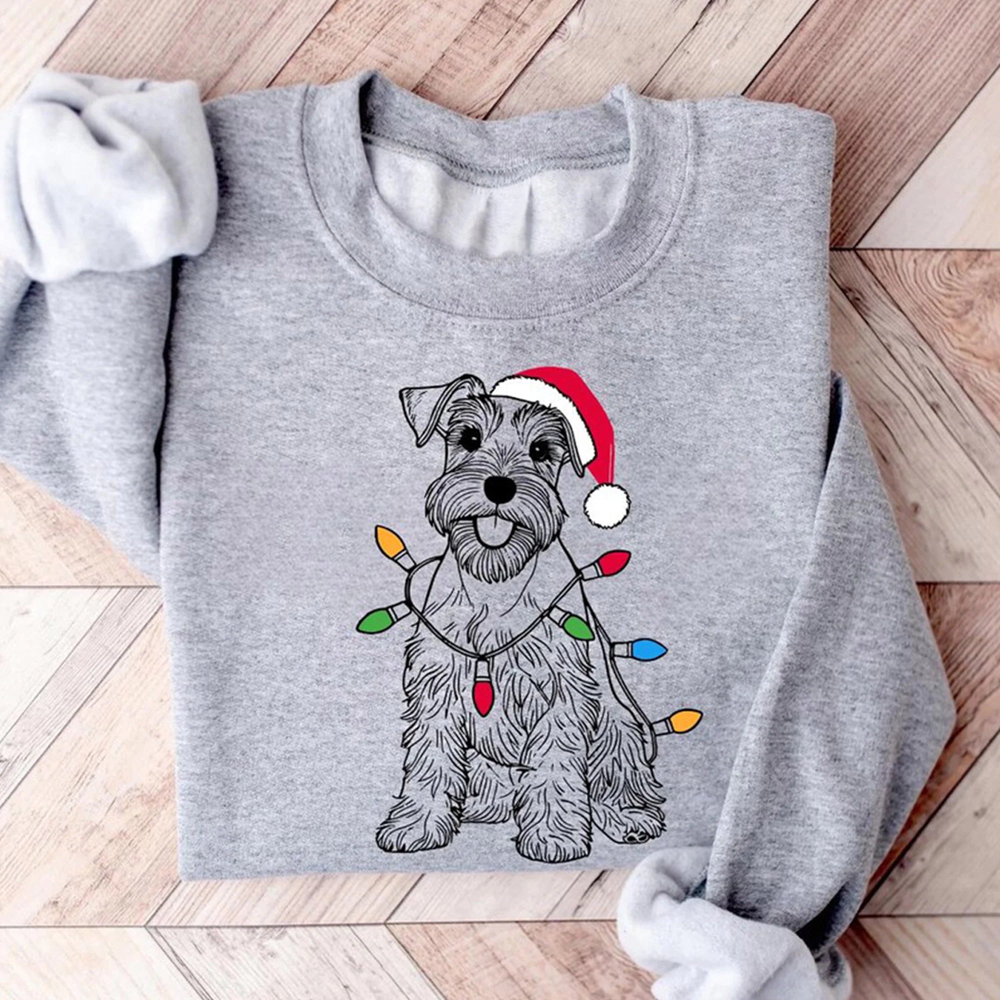 Miniature Schnauzer Christmas Sweatshirt | Santa Dog Sweater | Schnauzer Lover Gift | Holiday Dog Sweater | Xmas Miniature Sweatshirt
