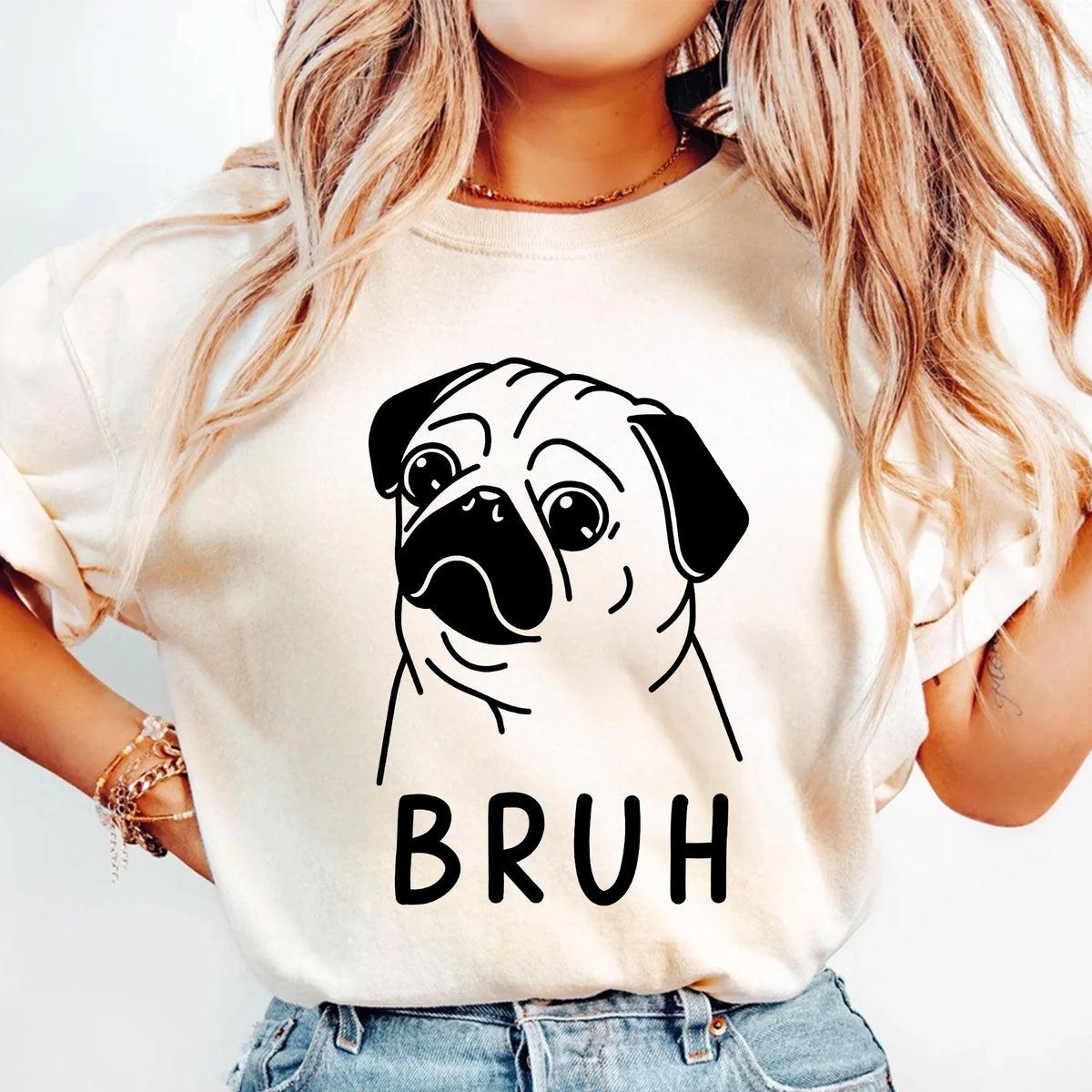 Bruh Pug T-Shirt | Funny Pug Dog Shirt | Pug Lover Gift | Cute Dog Tee | Dog Mom Shirt | Gift for Dog Owner | Pug Life Shirt | Funny Pug Tee