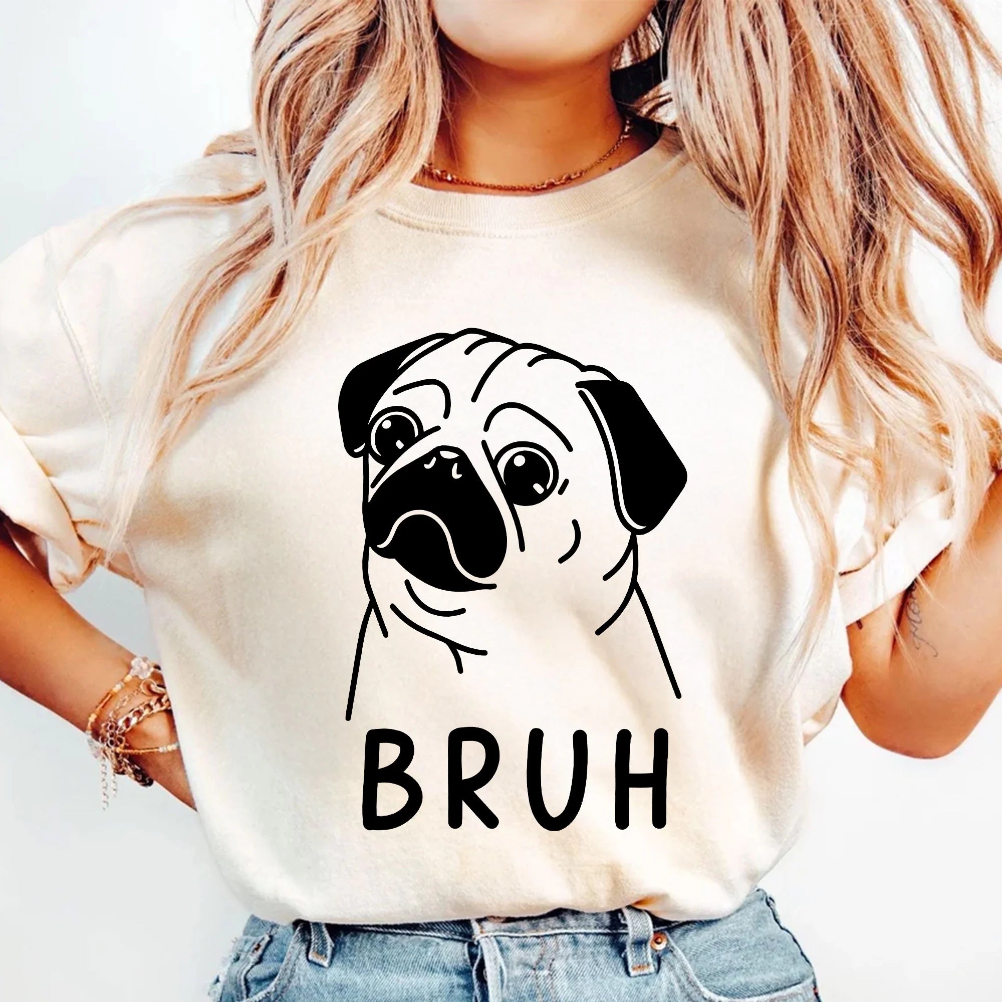 Bruh Pug T-Shirt | Funny Pug Dog Shirt | Pug Lover Gift | Cute Dog Tee | Dog Mom Shirt | Gift for Dog Owner | Pug Life Shirt | Funny Pug Tee