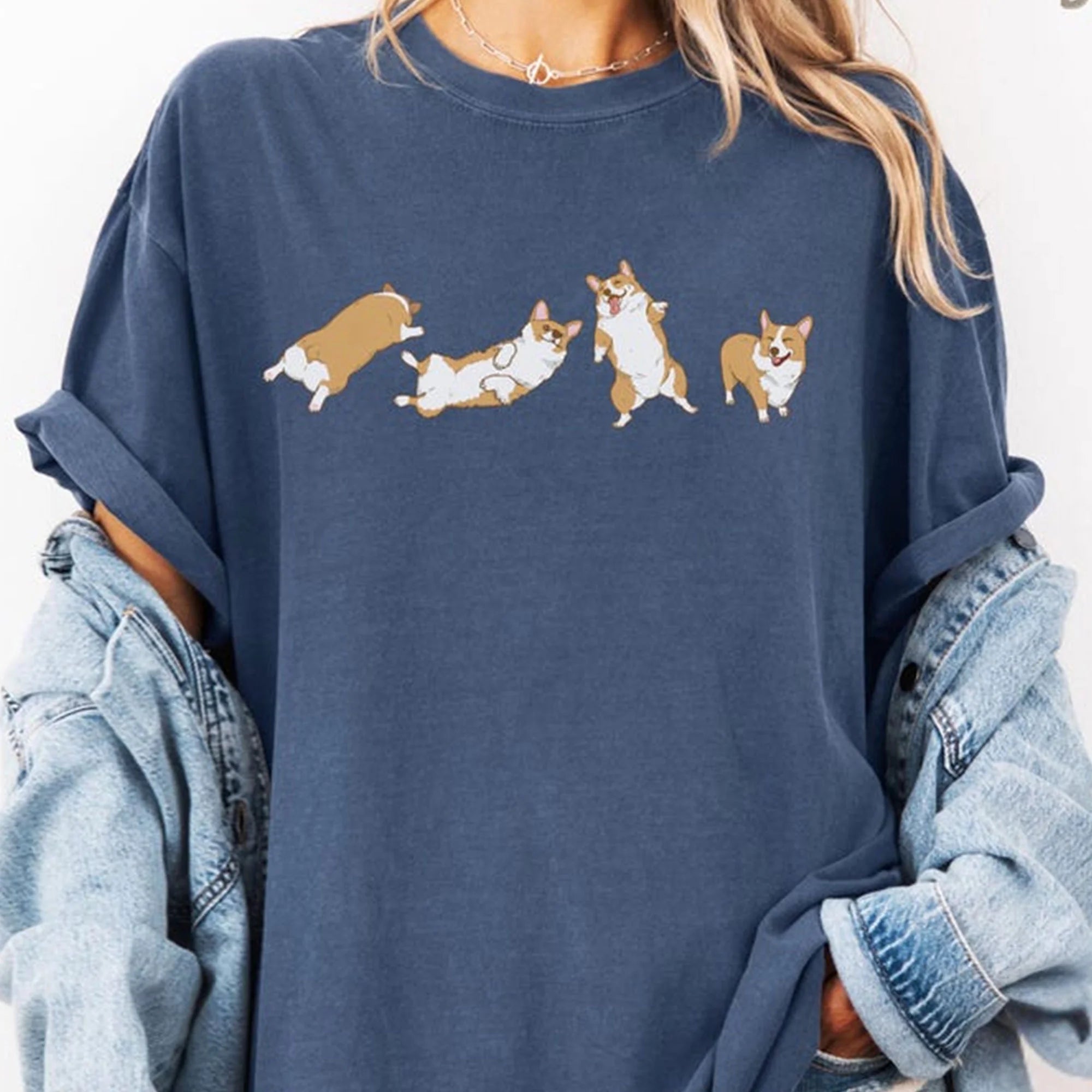 Cute Corgi T-shirt Unisex Comfort Color Tee Aesthetic Dog Lover Shirt Funny Welsh Corgi Top Mothers Fathers Day Gift for Corgi Dad Tee