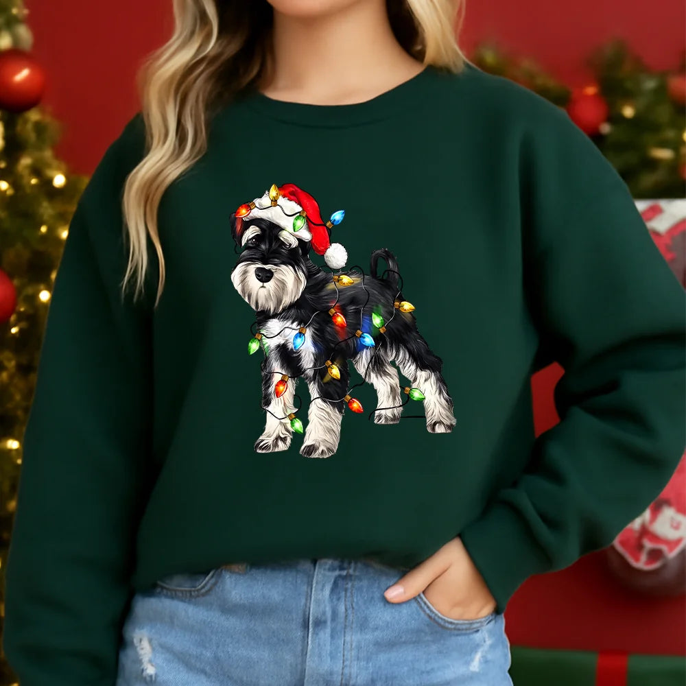 Schnauzer Christmas Dog Sweatshirt, Dog Christmas Sweater, Schnauzer Mom Shirts, Dog Lover Gift, Holiday Dog Crewneck, New Year Dog T-shirt