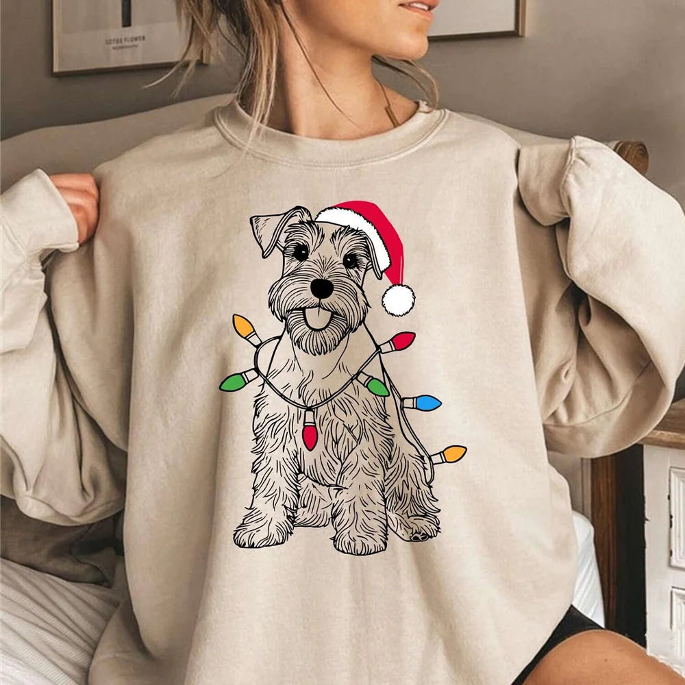 Miniature Schnauzer Christmas Sweatshirt, Schnauzer Lover Gift Holiday Dog Sweater, Santa Dog Sweater, Xmas Miniature Sweatshirt