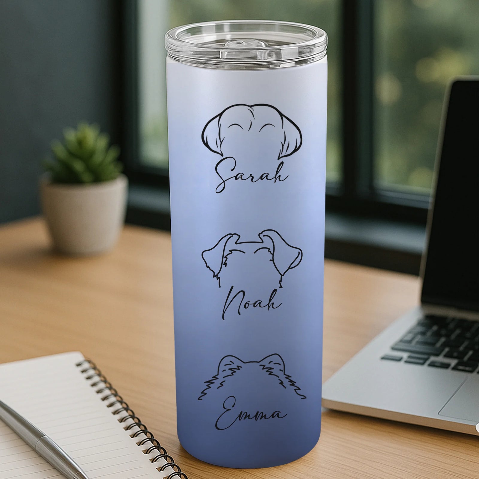 Personalized Dog Mom Tumbler, Custom Dog Ear Skinny Tumbler 20oz With Name, Dog Mom Gift For Her, Dog Dad Gift, Dog Ear Travel, Dog Cup