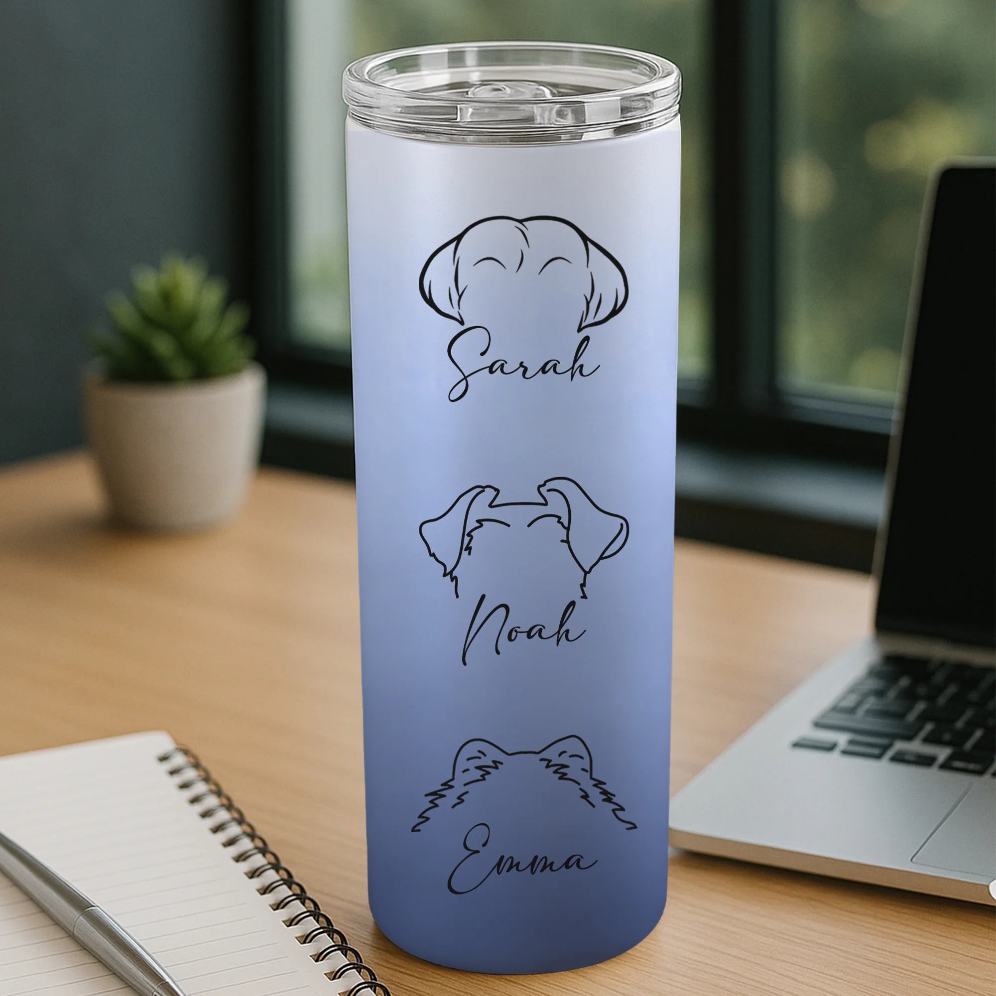 Personalized Dog Mom Tumbler, Custom Dog Ear Skinny Tumbler 20oz With Name, Dog Mom Gift For Her, Dog Dad Gift, Dog Ear Travel, Dog Cup