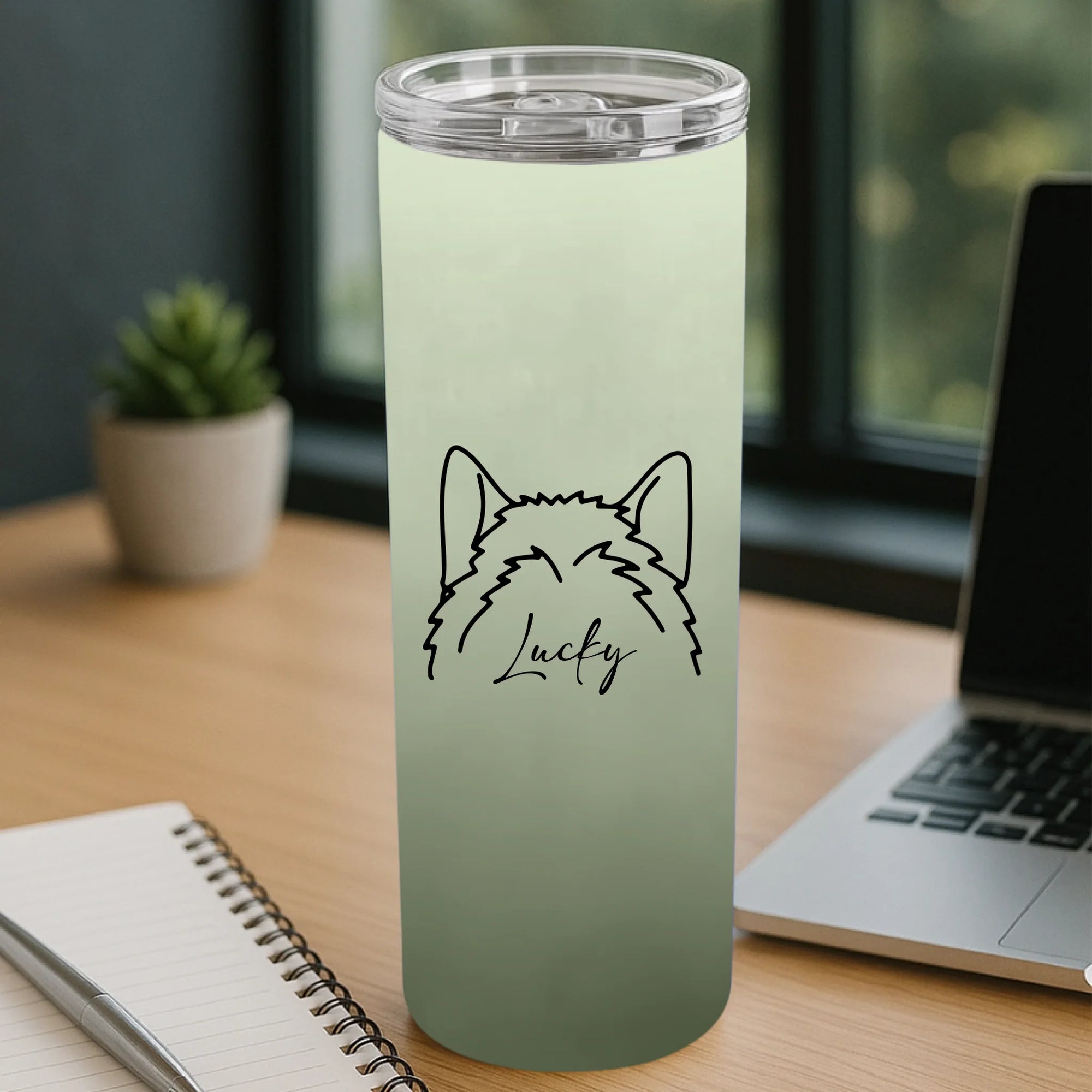 Personalized Dog Mom Tumbler, Custom Dog Ear Skinny Tumbler 20oz With Name, Dog Mom Gift For Her, Dog Dad Gift, Dog Ear Travel, Dog Cup