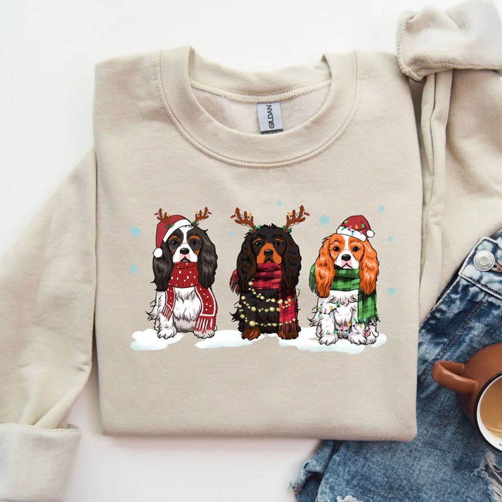 Cavalier King Charles Spaniel Christmas Sweatshirt, Christmas Dog Shirt, King Charles Spaniel Shirt, Dog Mom sweater, Dog Lover Sweatshirt