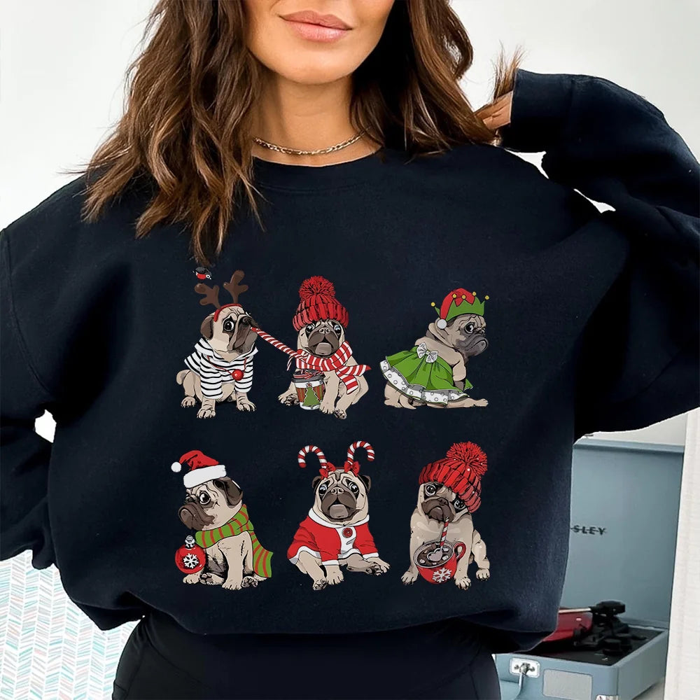 Funny Pug Christmas Sweatshirt, Dog Lover Gift, Pug Mom Sweatshirt, Holiday Sweaters, Christmas Pug Shirt, Christmas Crewneck, Dog Mom Shirt