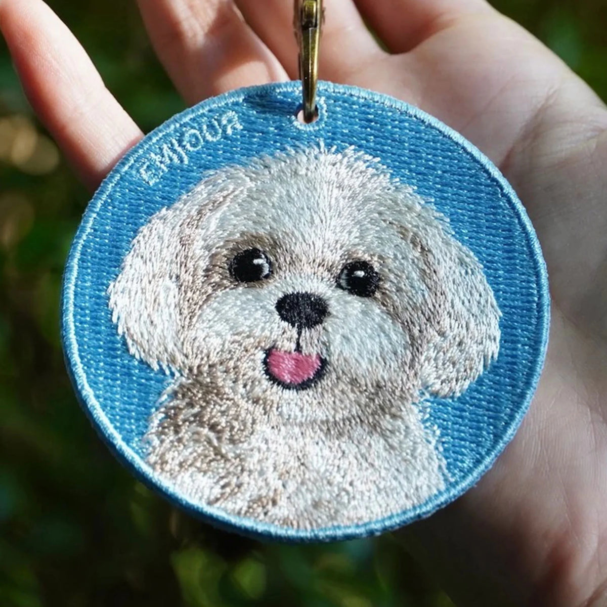 Personalized Embroidered Golden Retriever Dog Patch – Custom Pet Portrait Keychain or Tag – Handmade Dog Lover Gift