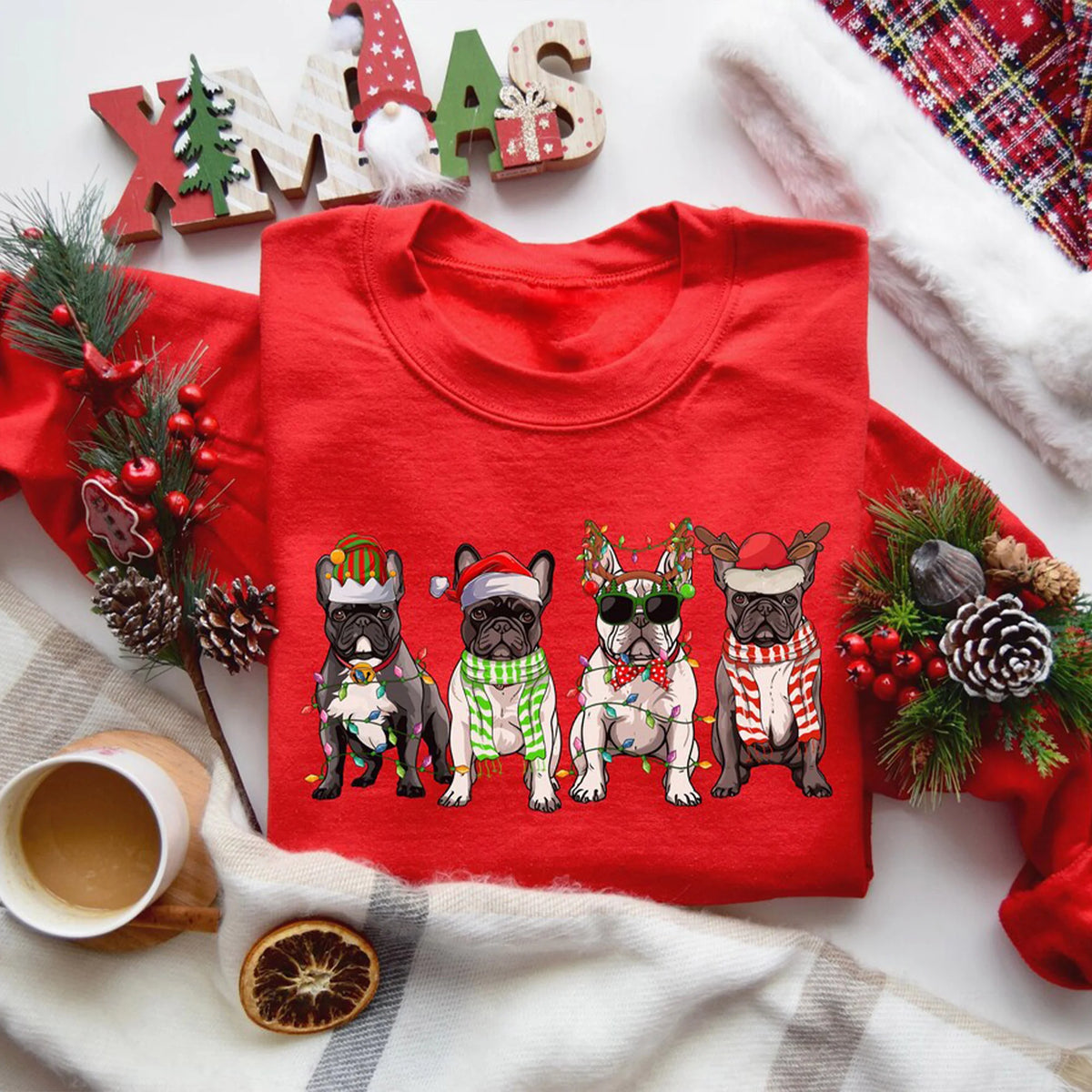 French Bulldog Sweatshirt, Dog Lover Gift, Holiday Sweaters, Christmas French Bulldog Shirt, Christmas Crewneck, Dog Mom Shirt, Xmas Shirts