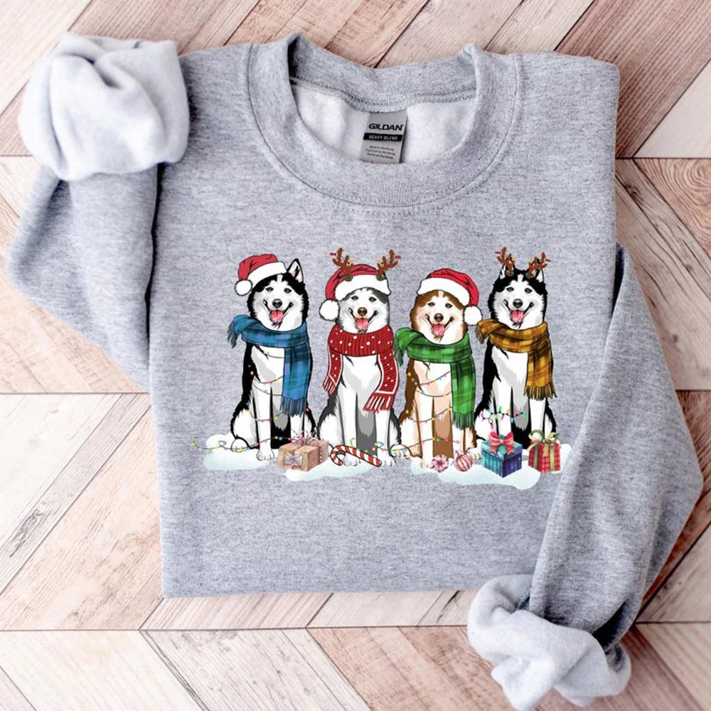 Husky Christmas Dog Sweatshirt, Dog Christmas Shirt, Husky shirt, Gift for Dog Lover, Holiday Sweater, New Year Shirt, Xmas Tee