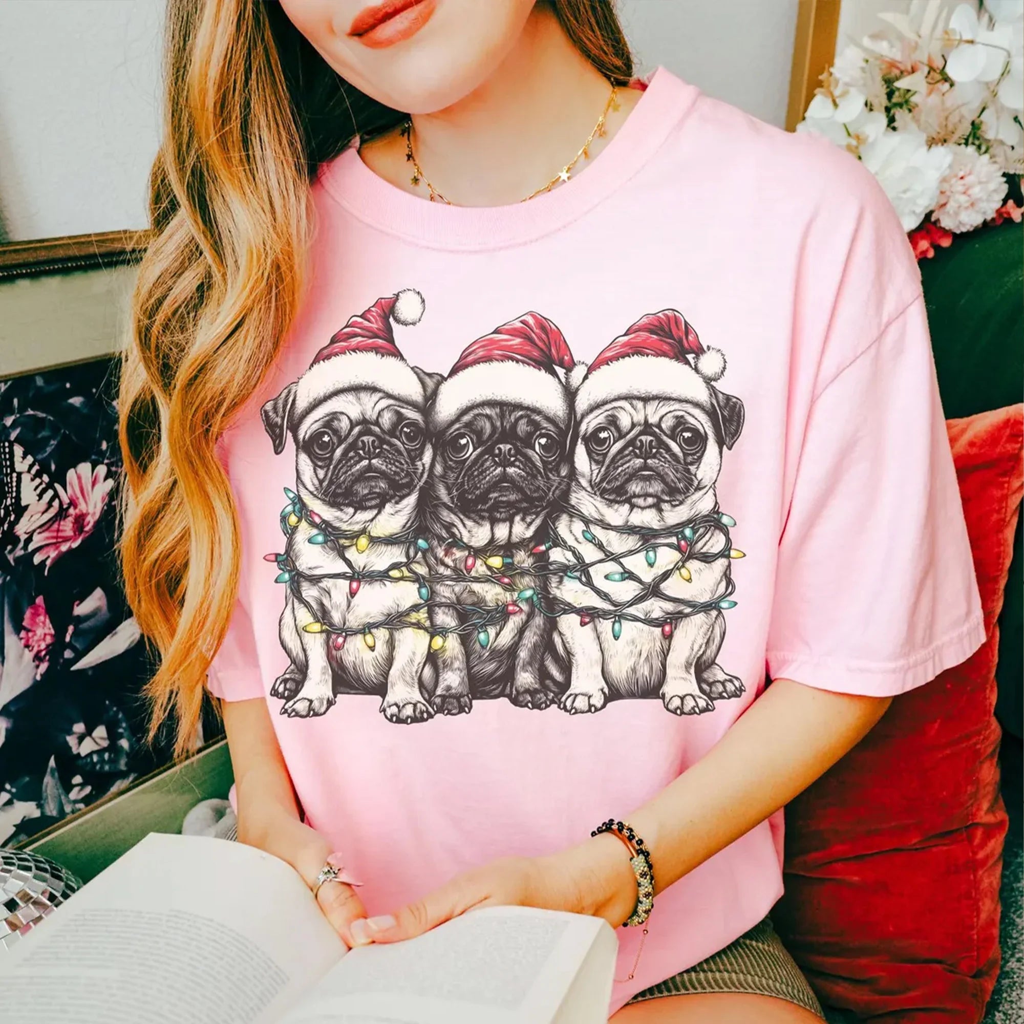 Funny Pug Christmas Shirt, Dog Lover Gift, Pug Mom T-Shirt, Merry Pugmas