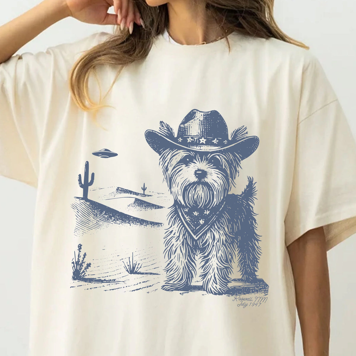 Yorkshire Terrier Shirt, Yorkie Vintage Shirt UFO Western Shirt, Retro T-Shirt, Cowboy TShirt, Wild West, Dogful DogMom, Dogfulness Shirting
