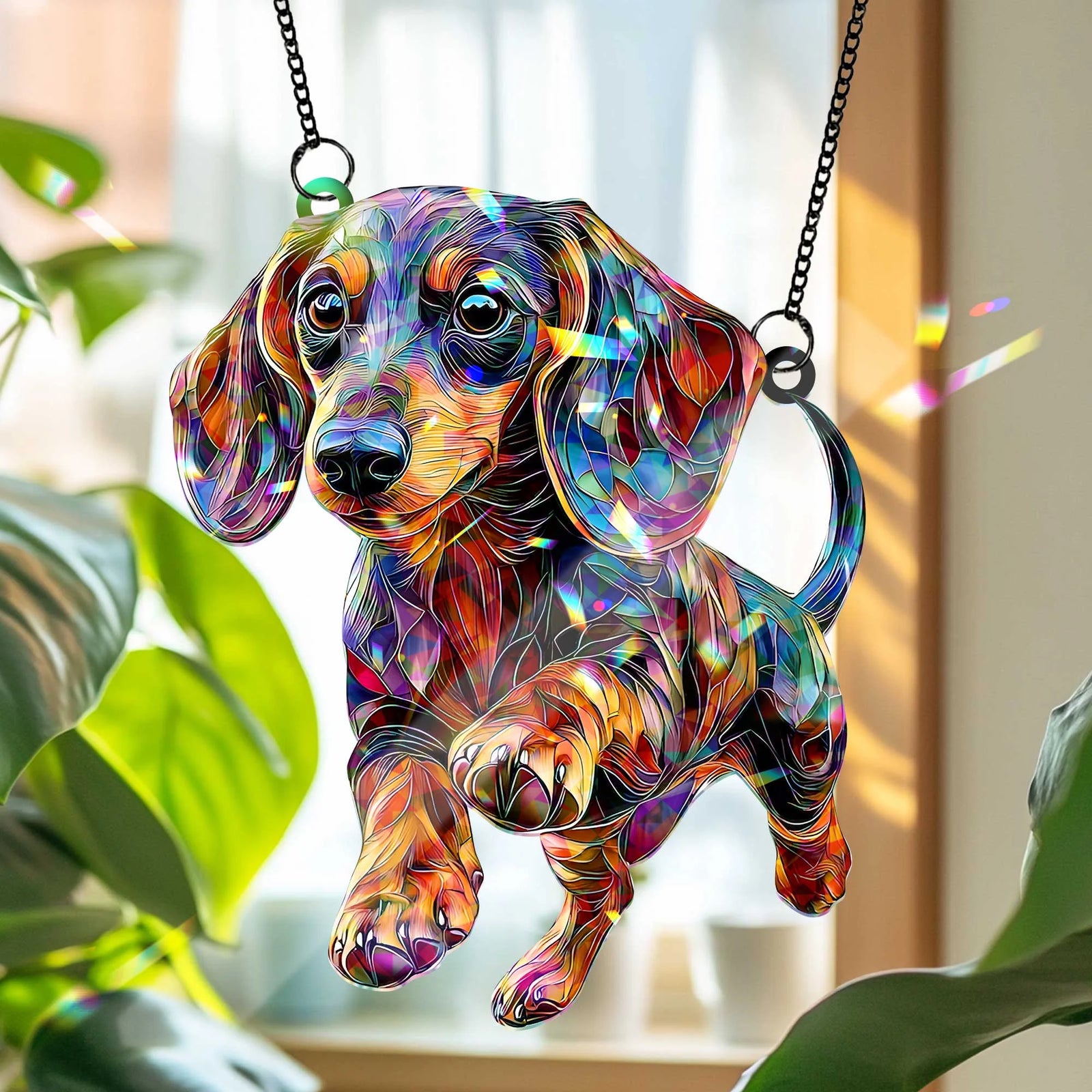 Dachshund Glass Hologram Acrylic, Wiener Dog Window Suncatcher, Dachshund Sun Catcher, Gift for Dog Lovers, Pet Window Decor