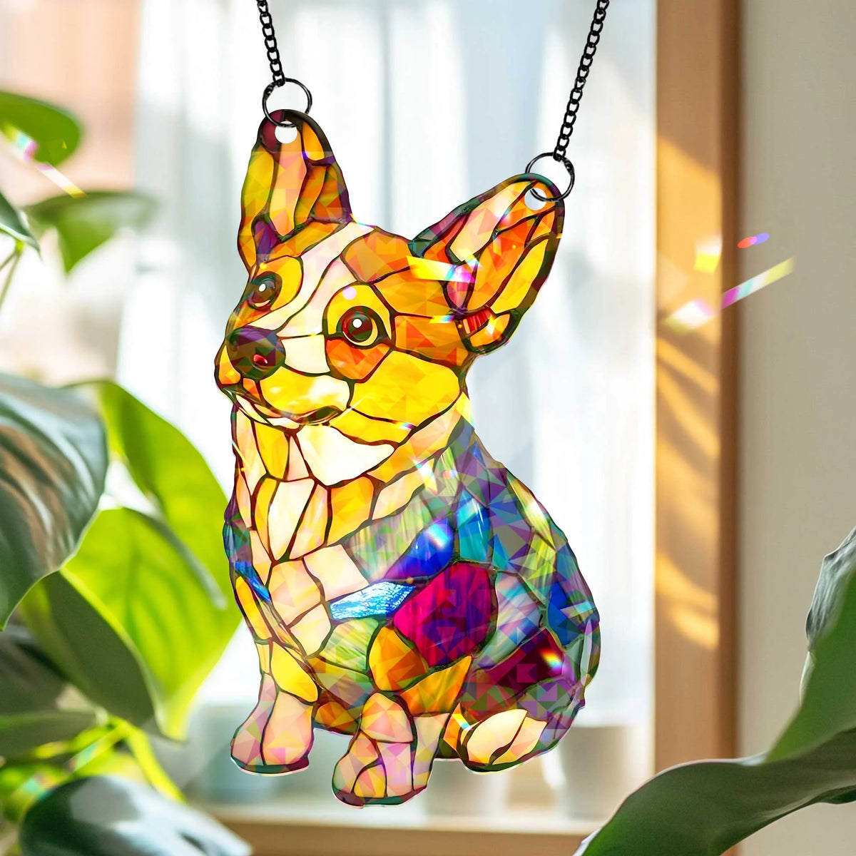 Corgi Dog Glass Hologram Acrylic, Hanging Window Art, Corgi Sun Catcher, Puppy Gift for Dog Lovers, Welsh Corgi Gift, Cute Corgi Decor