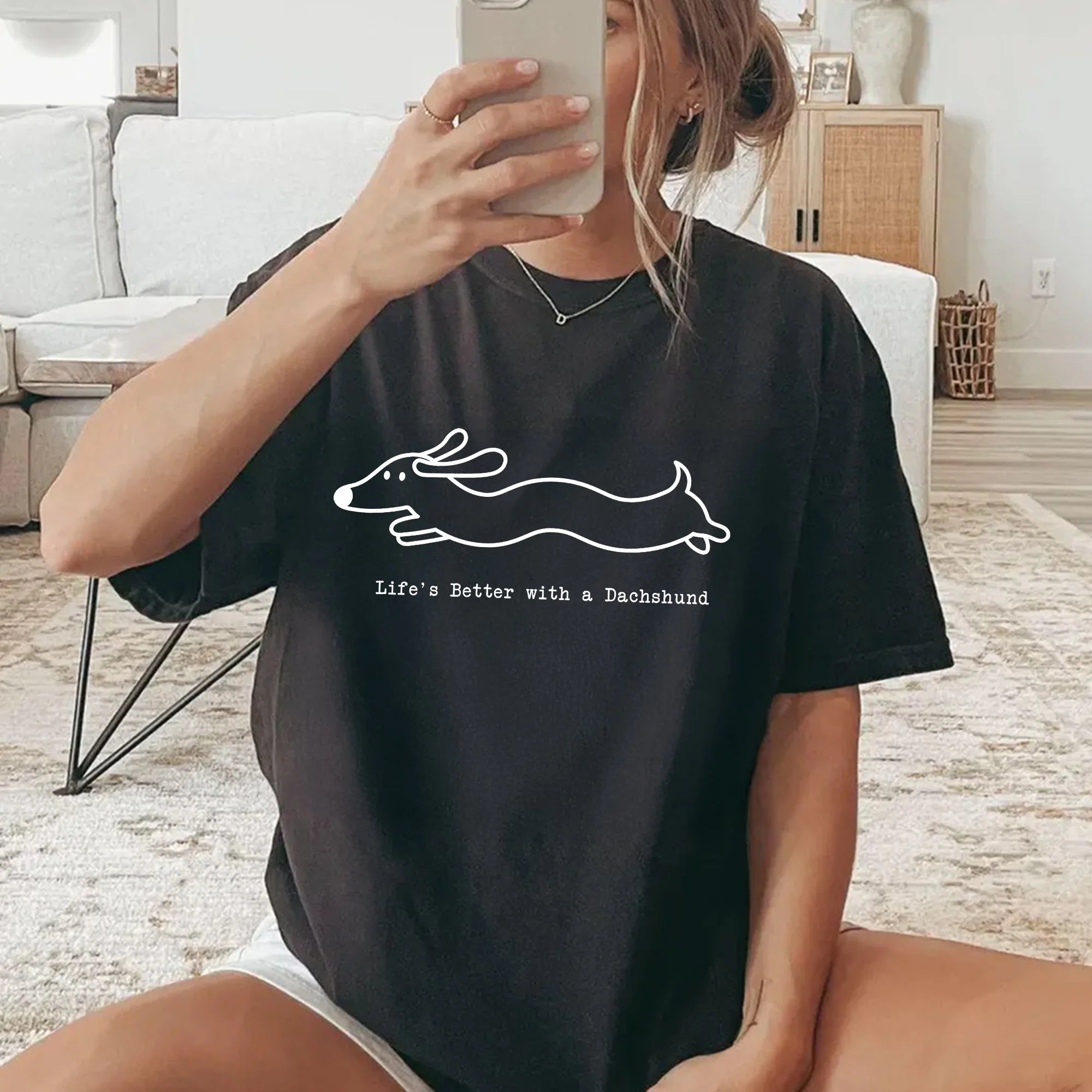 Comfort Colors Life's Better with a Dachshund Shirt Funny Wiener Dog Tee Sausage Dog Gift Doxie Mom T-Shirt Cute Long Dog Lover T Shirt