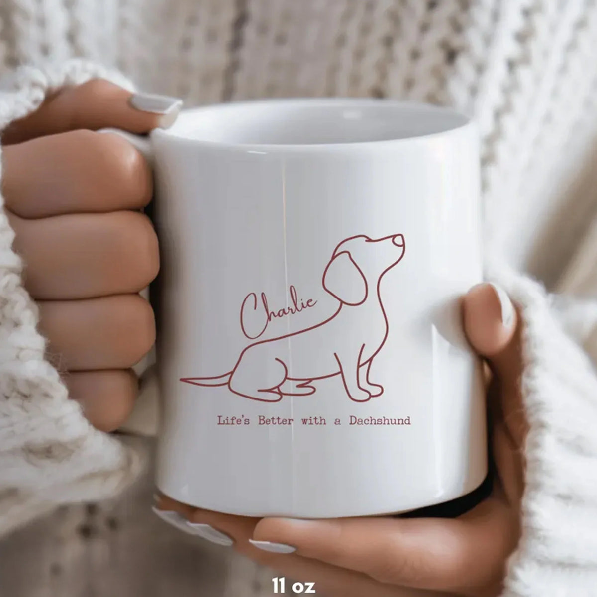 Custom Name Dachshund Coffee Mug Funny Weiner Dog Lover Gift for Doxie Mom Sausage Pup Owner Cup Pet Parent Present Ceramic Dog Mug