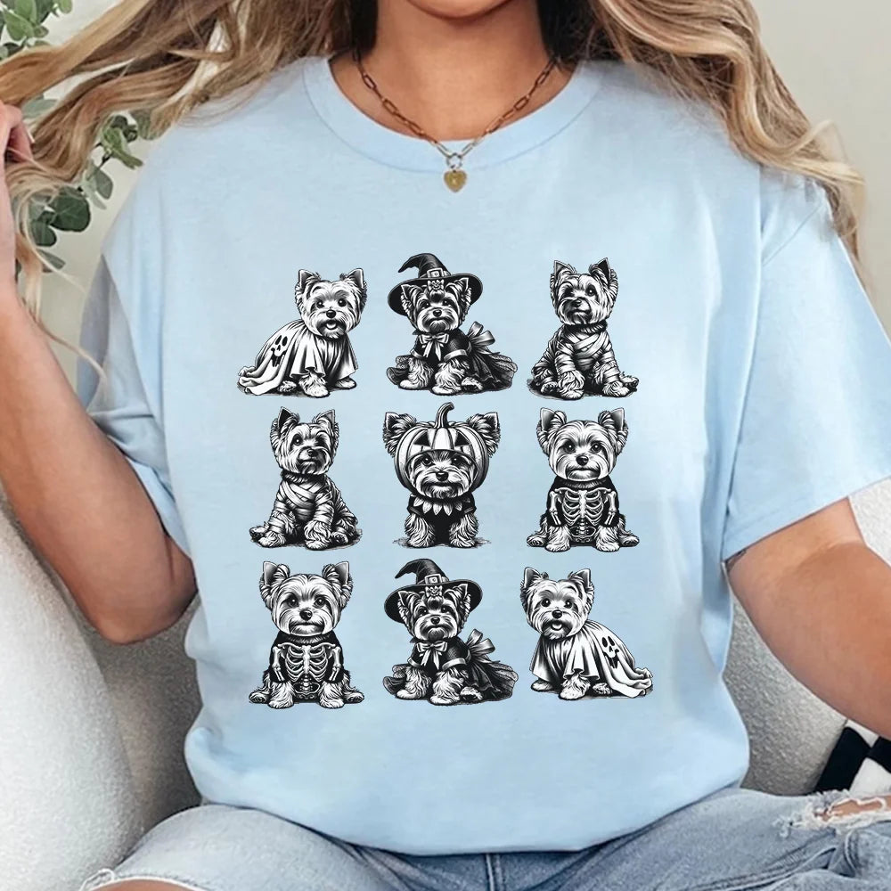Halloween Dog T-shirt, Yorkie Halloween Shirt, Pumpkin Tshirt, Halloween Dog Crewneck Shirt, Retro Spooky Season, Yorkie Dog, Yorkshire Dog