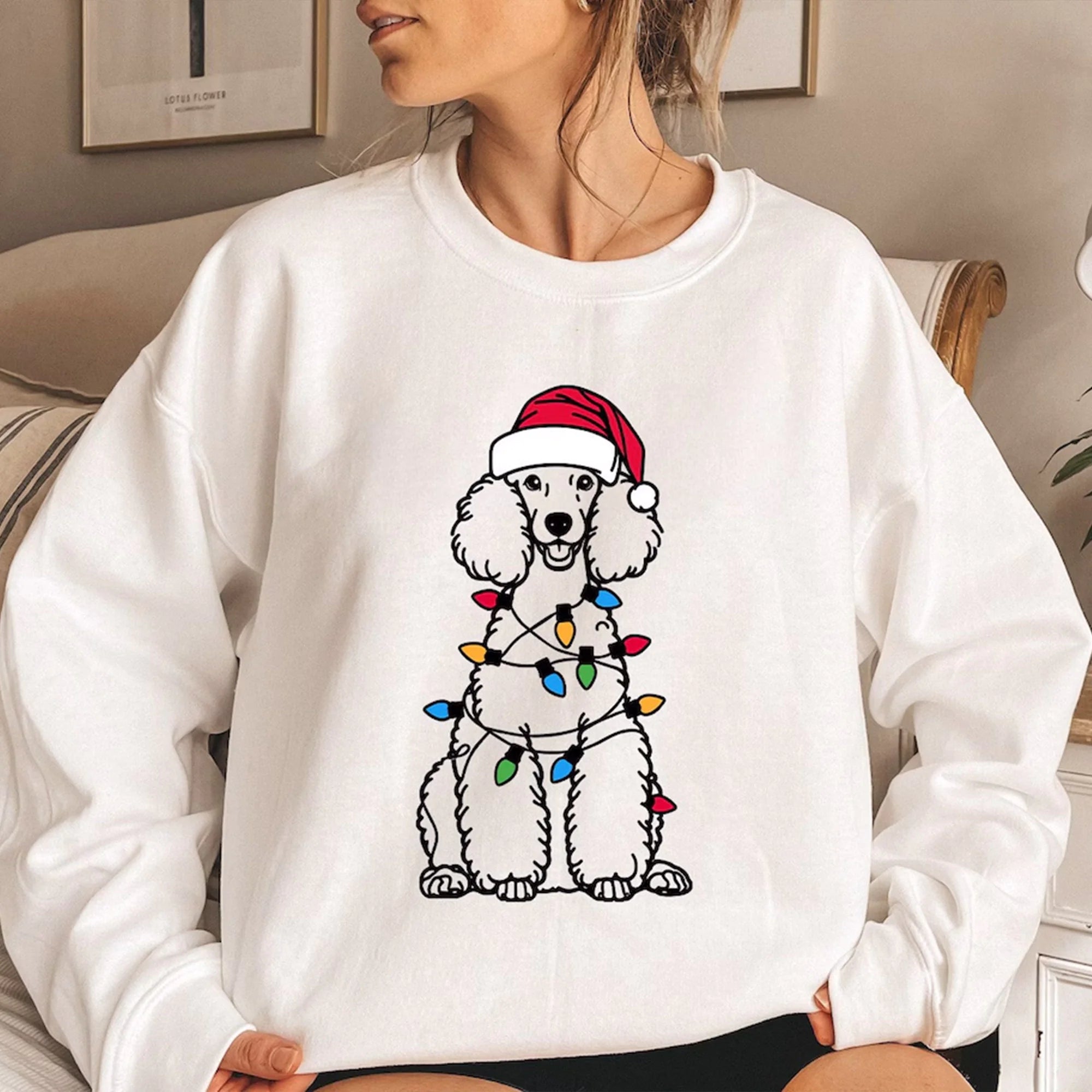 Festive Poodle Christmas Sweatshirt | Dog Lover Holiday Sweater | Poodle Mom Christmas Gift | Pet Christmas Crewneck | Winter Dog Shirt