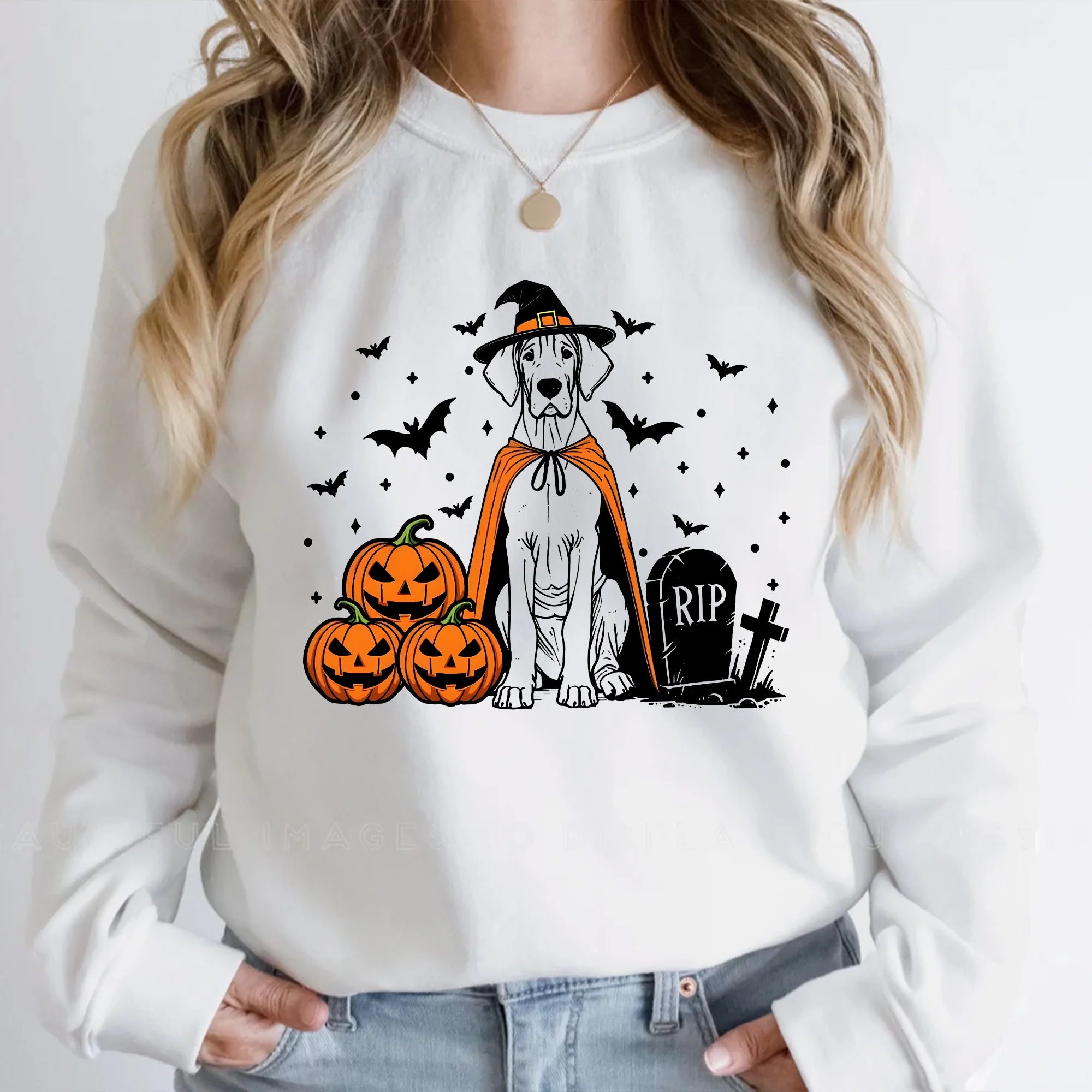 Great Dane Halloween Sweatshirt | Spooky Dane Witch Sweater | Pumpkin Great Dane Dog | Funny Halloween Dog Lover Gift | Fall Great Dane Gift