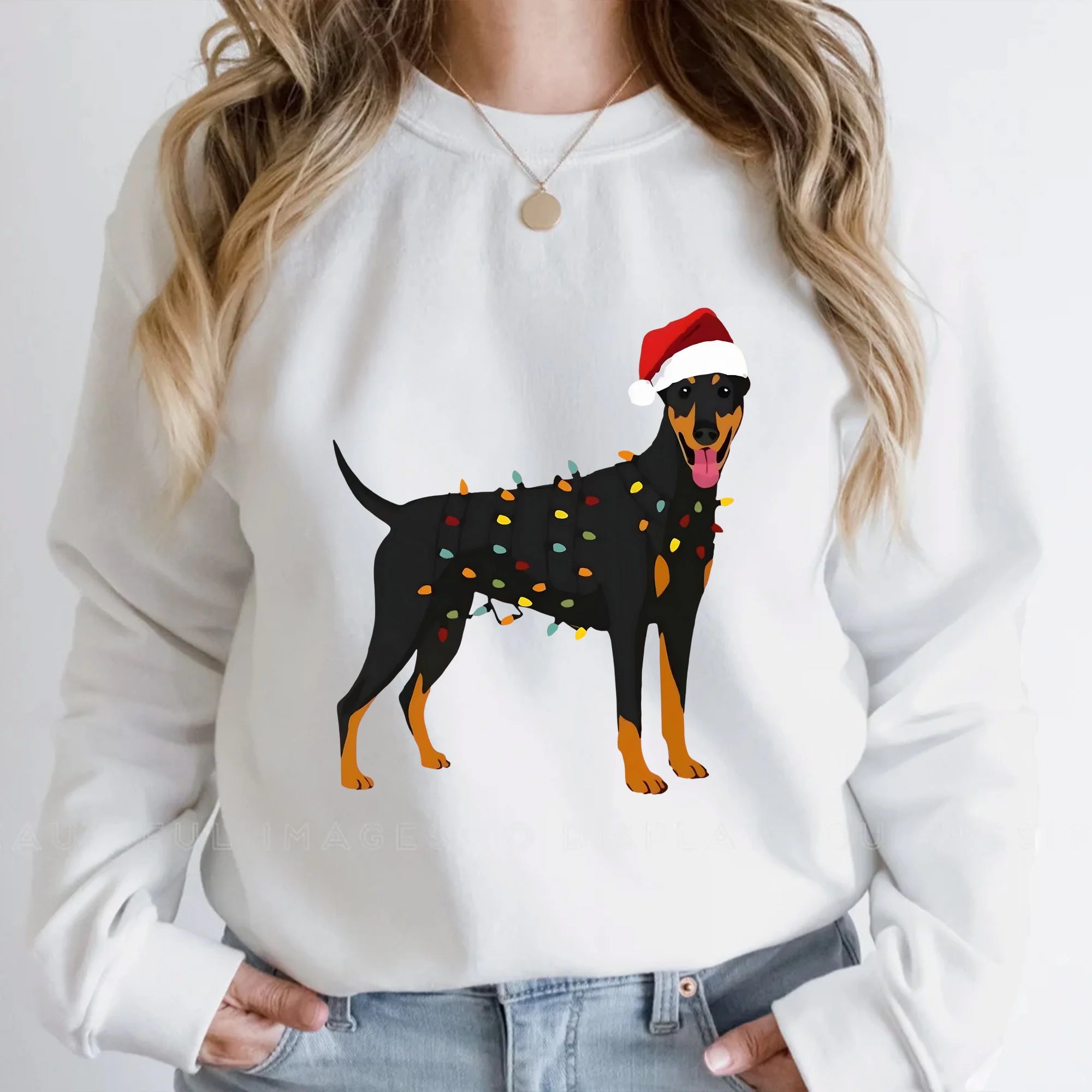 Doberman Christmas Sweatshirt, Santa Doberman Sweater, Xmas Dobie Mom Gift, Doberman Sweatshirt, Xmas Dobie Dog Lover Sweatshirt