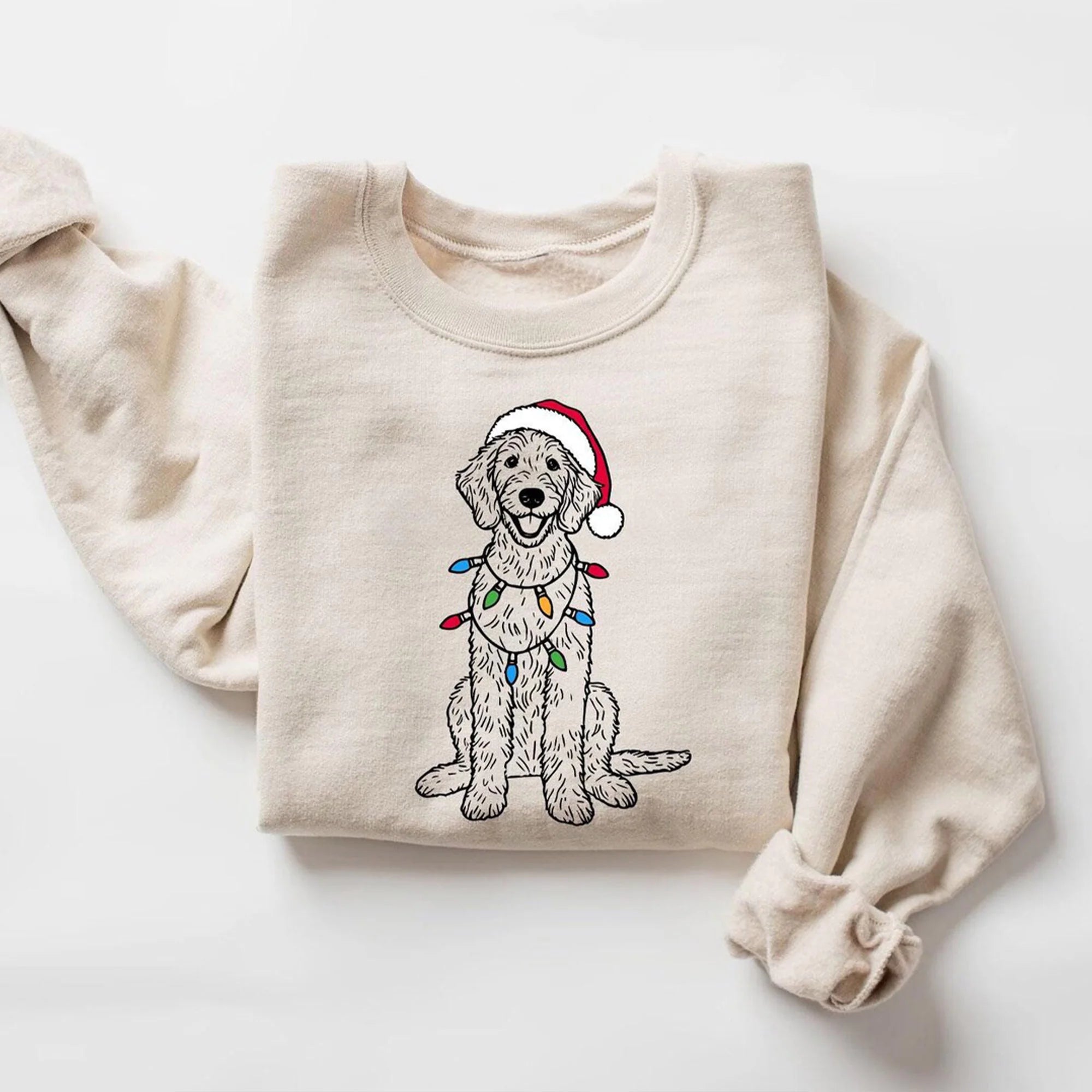 Goldendoodle Christmas Sweatshirt | Santa Goldendoodle Sweater | Goldendoodle Lover Gift | Holiday Dog Sweater | Xmas Goldendoodle Sweater