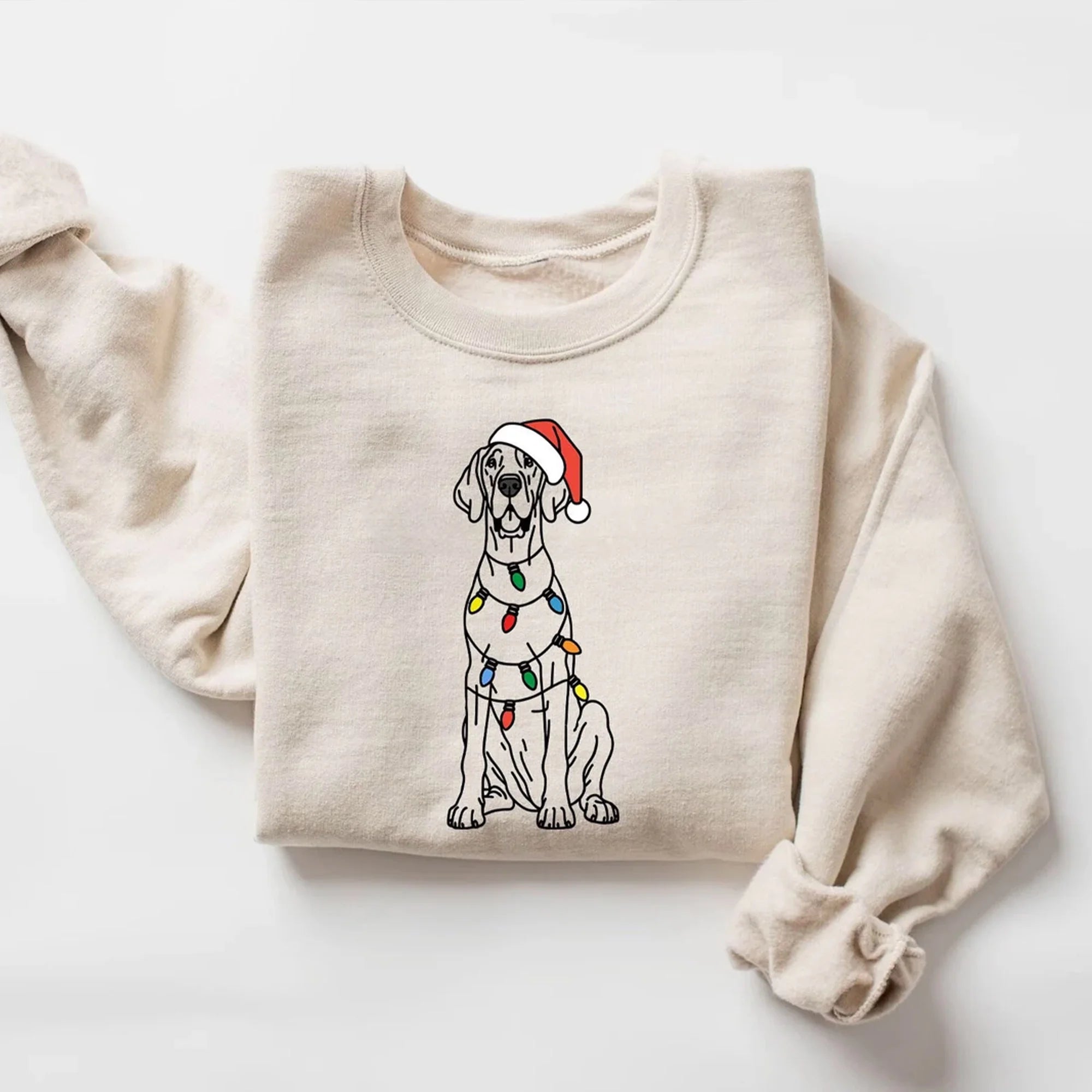 Great Dane Christmas Sweatshirt | Holiday Great Dane Lover Shirt | Santa Hat Dog Crewneck | Festive Dog Sweater | Great Dane Owner Gift