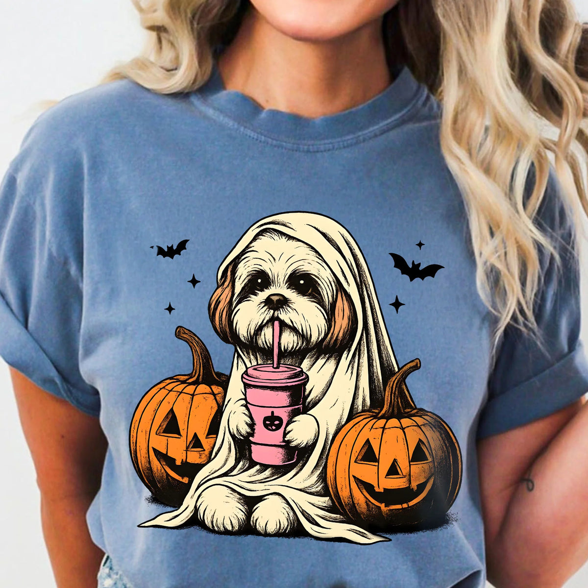 halloween shirt Shih Tzu Ghost T-Shirt| Retro Halloween Shirts| Spooky Season| Shih Tzu Halloween Shirt| Pumpkin Fall Shirt