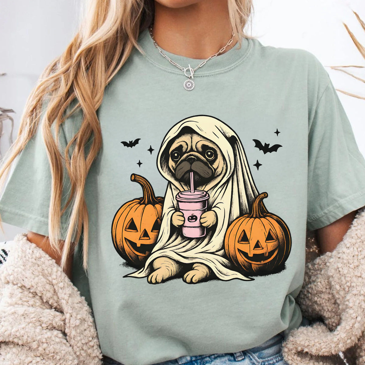 Halloween Shirt Pug Ghost T-Shirt| Retro Halloween Shirts| Spooky Season| Pug Halloween Shirt| Pumpkin Fall Shirt