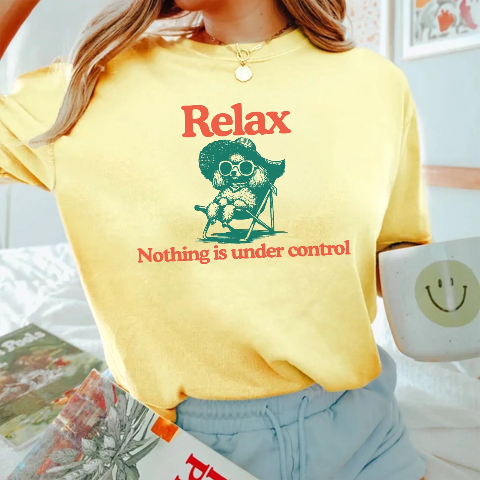 Chill Shih Tzu Vintage T-Shirt – Relax Nothing Is Under Control Shih Tzu Tee, Summer Shih Tzu Mom T, Shih Tzu Dad, Shih Tzu Dog Chilling Vibes