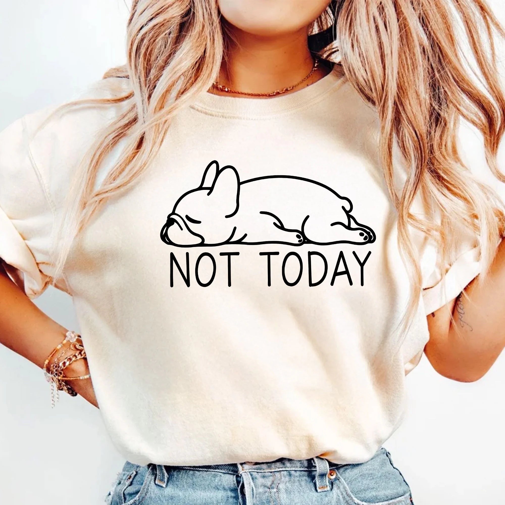 Not Today French Bulldog T-Shirt | Frenchie Lover Tee | Bulldog Mom Shirt | Lazy French Bulldog | Cute French Bulldog Shirt | Frenchie Shirt