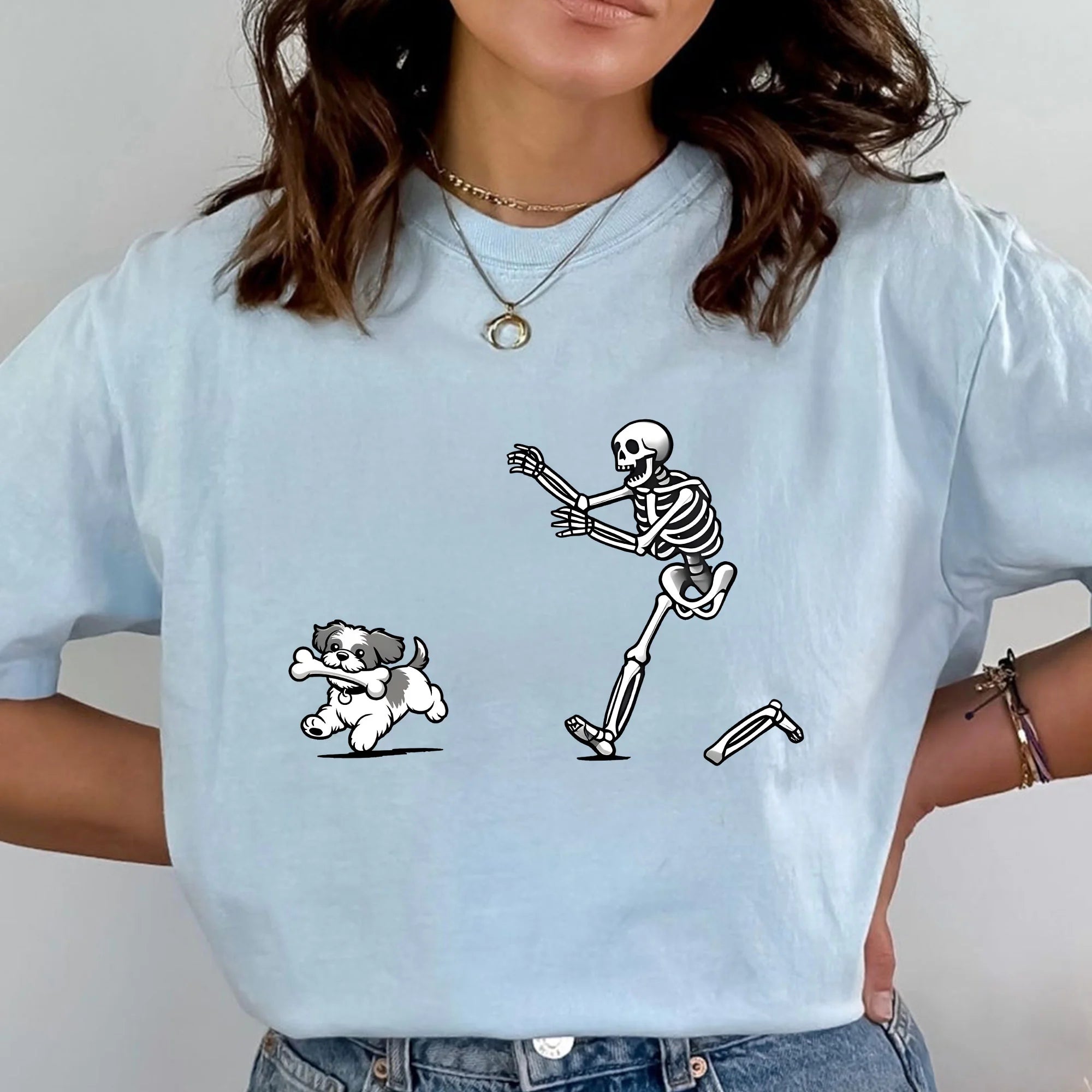 Funny Halloween Shih Tzu T-Shirt: Spooky Skeleton Dog Tee