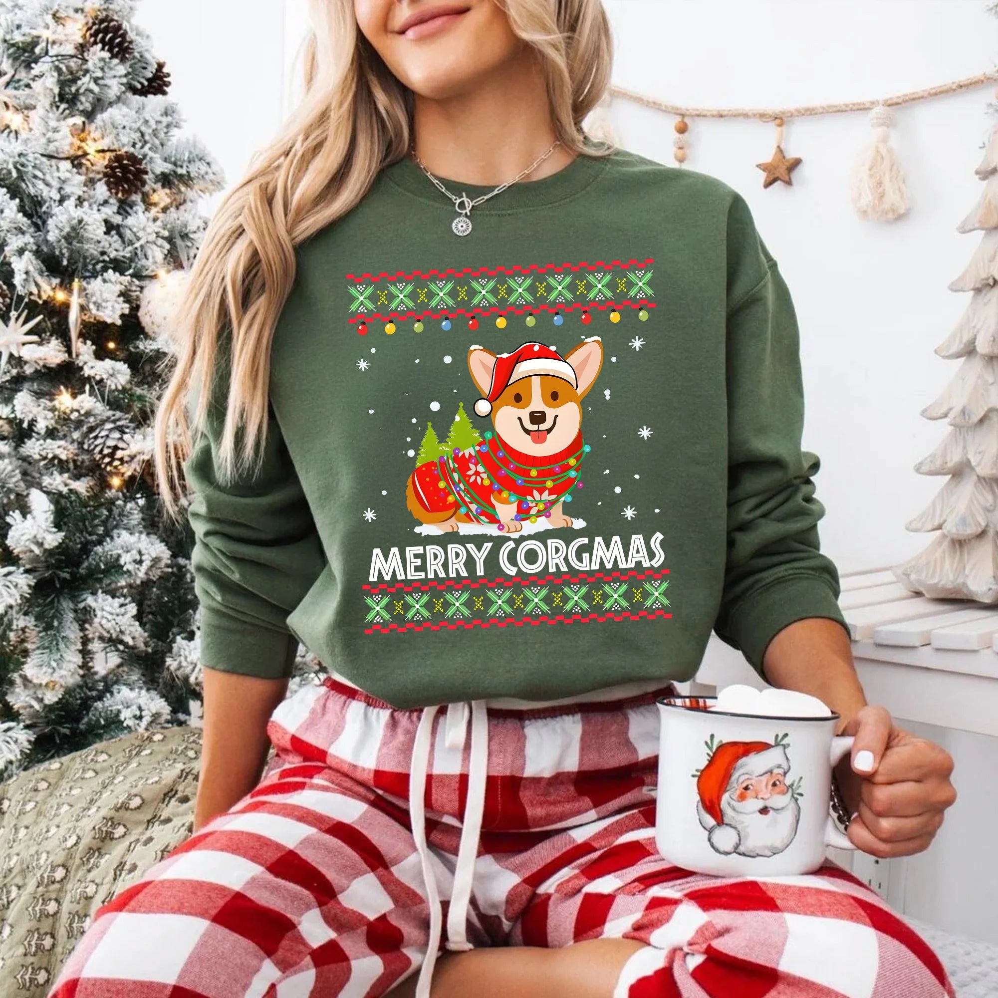 Corgi Christmas Sweatshirt, Merry Corgmas Sweater, Dog Lover Gift, Corgi Mom Sweatshirt, Puppy Lover Hoodie, Gift for Corgi Lover, Dog Mom