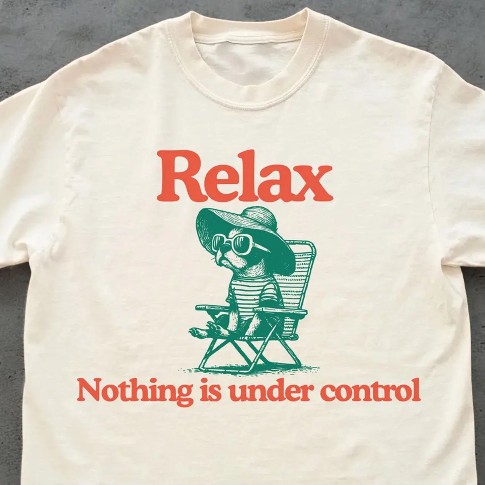 Chill Boston Terrier Vintage T-Shirt – Relax Nothing Is Under Control Boston, Summer Boston Mom, Boston Dad, Boston Terrier Dog Chilling Vibes
