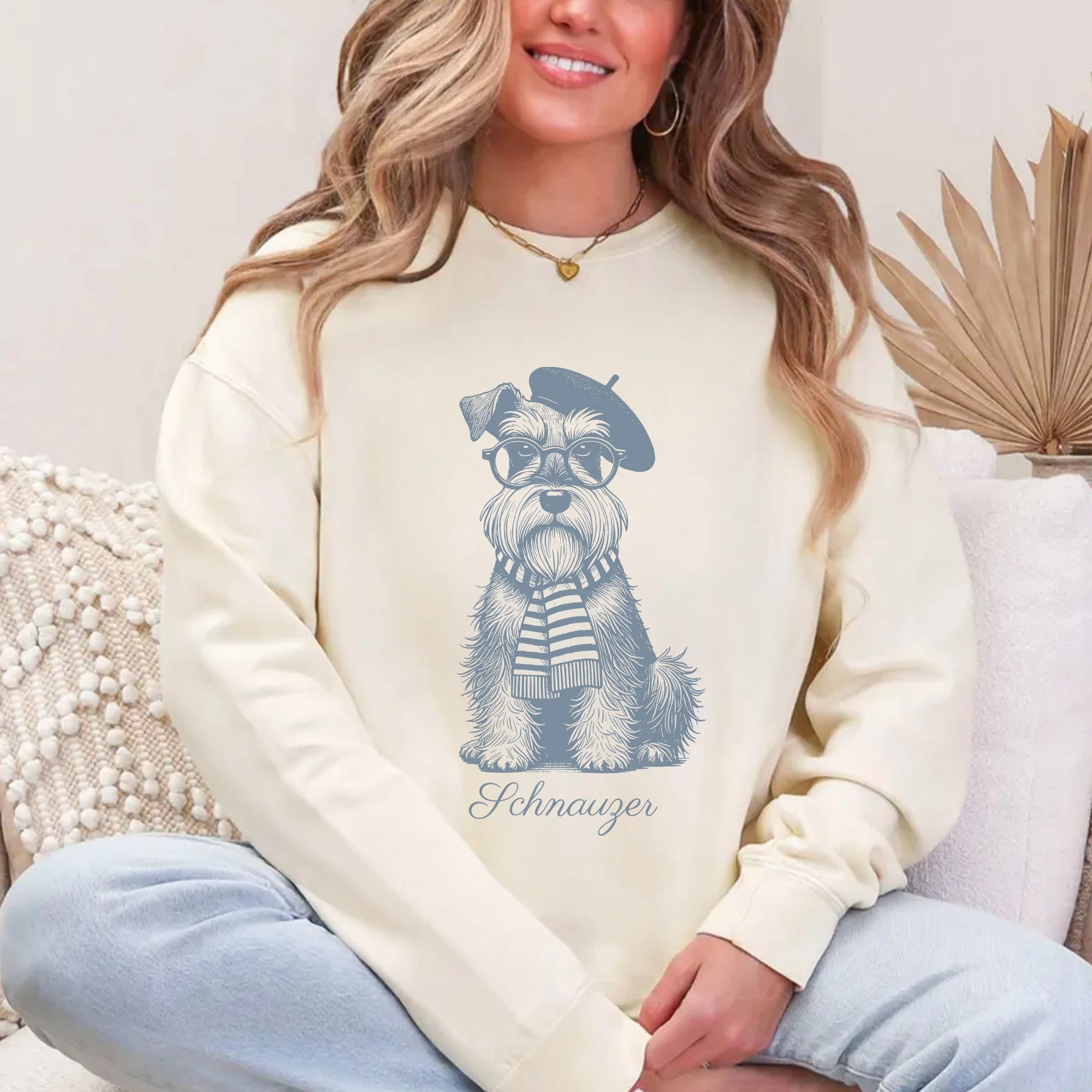 Schnauzer, Dog TShirt, Beret Dog, Vintage Dog TShirt, Schnauzer Mom, Funny Dog Shirt, Schnauzer Dad Gift, Paris France Beret Sweatshirt