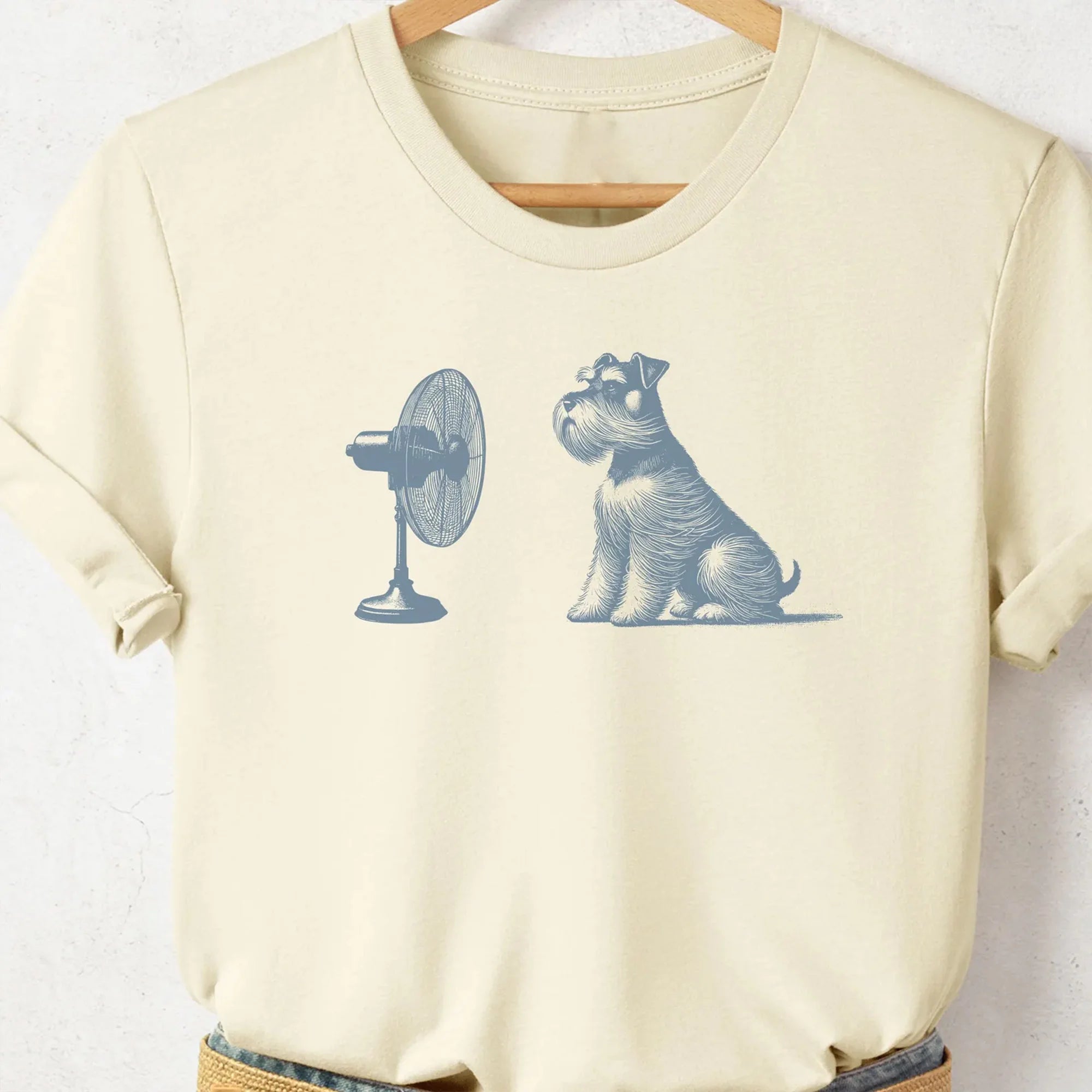 Schnauzer, Schnauzer Shirt, Dog with Fan, Vintage Dog TShirt, Mini Schnauzer Mom, Funny Dog Shirt, Schnauzer Dad Gift, Windy Dog Sweatshirt