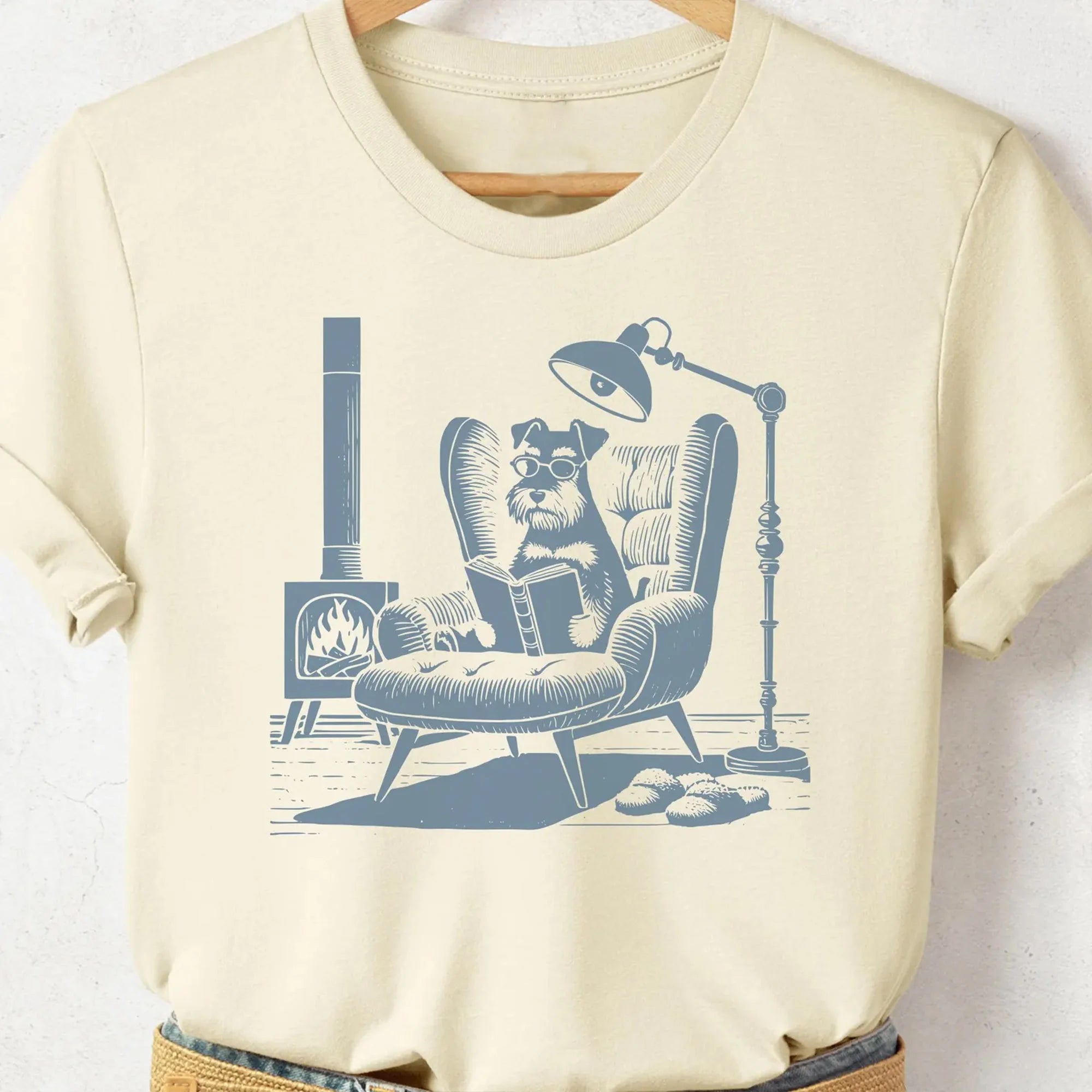 Schnauzer Dog Reading Book Shirt Vintage Dog Bookish T-Shirt, Schnauzer Gift Dog Gifts, Schnauzer Dad, Schnauzer Mom, Taco Dog Book Lover